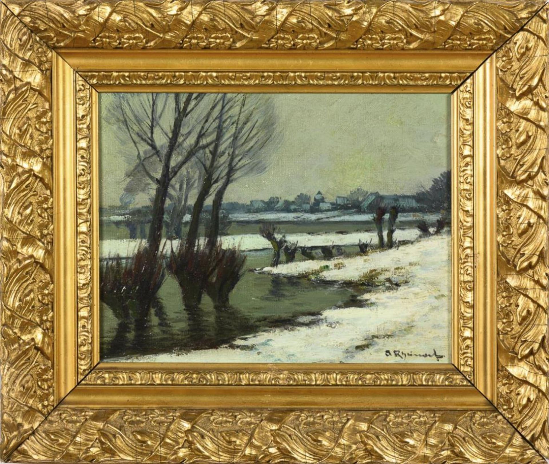 RHEINERT, Adolf (1879 Düsseldorf - 1958 ebd.). Flusslandschaft im Winter. - Bild 2 aus 3