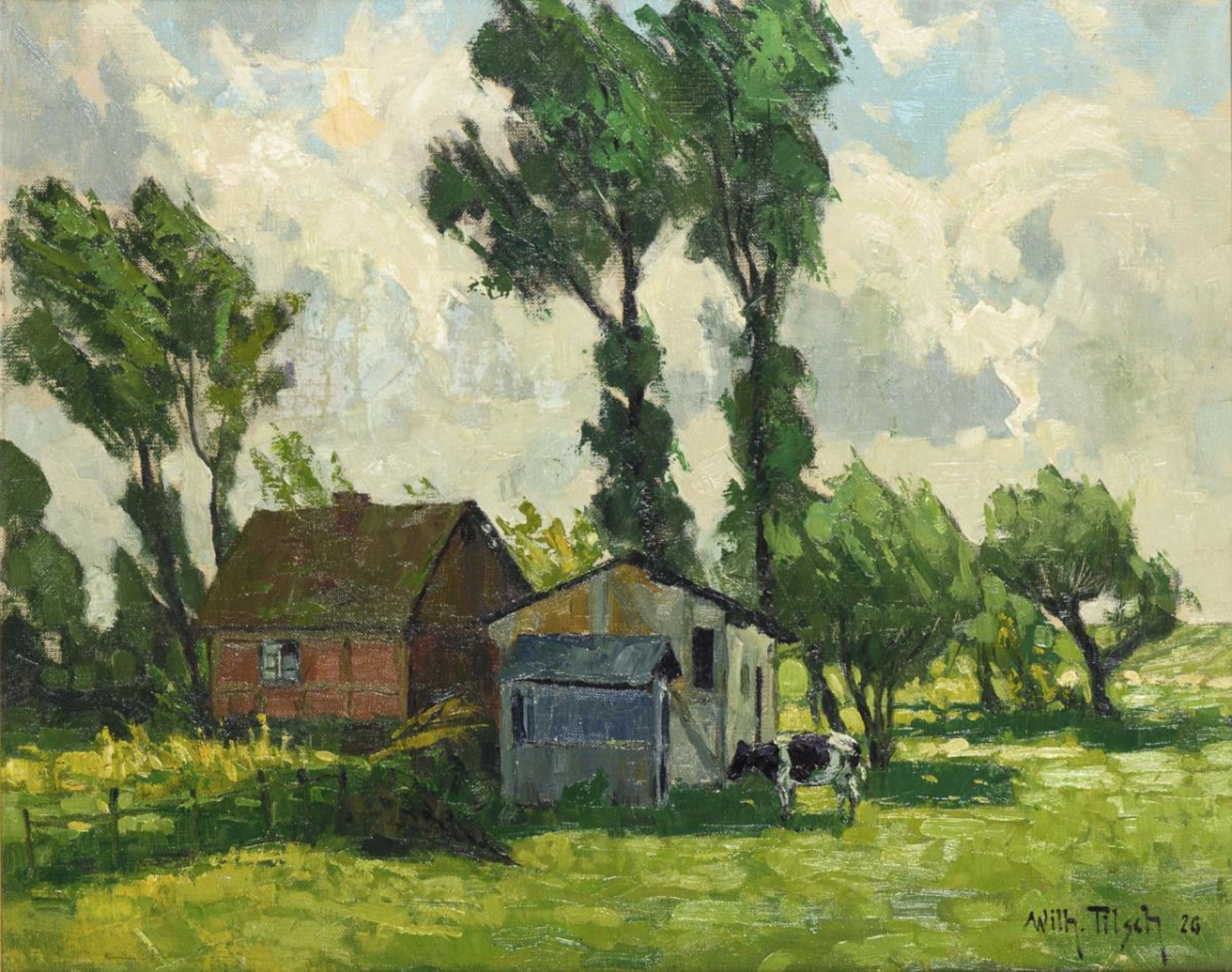 TILSCH, Wilhelm (* 1885 Berlin). Hiddensee - Gehöft unter Bäumen.