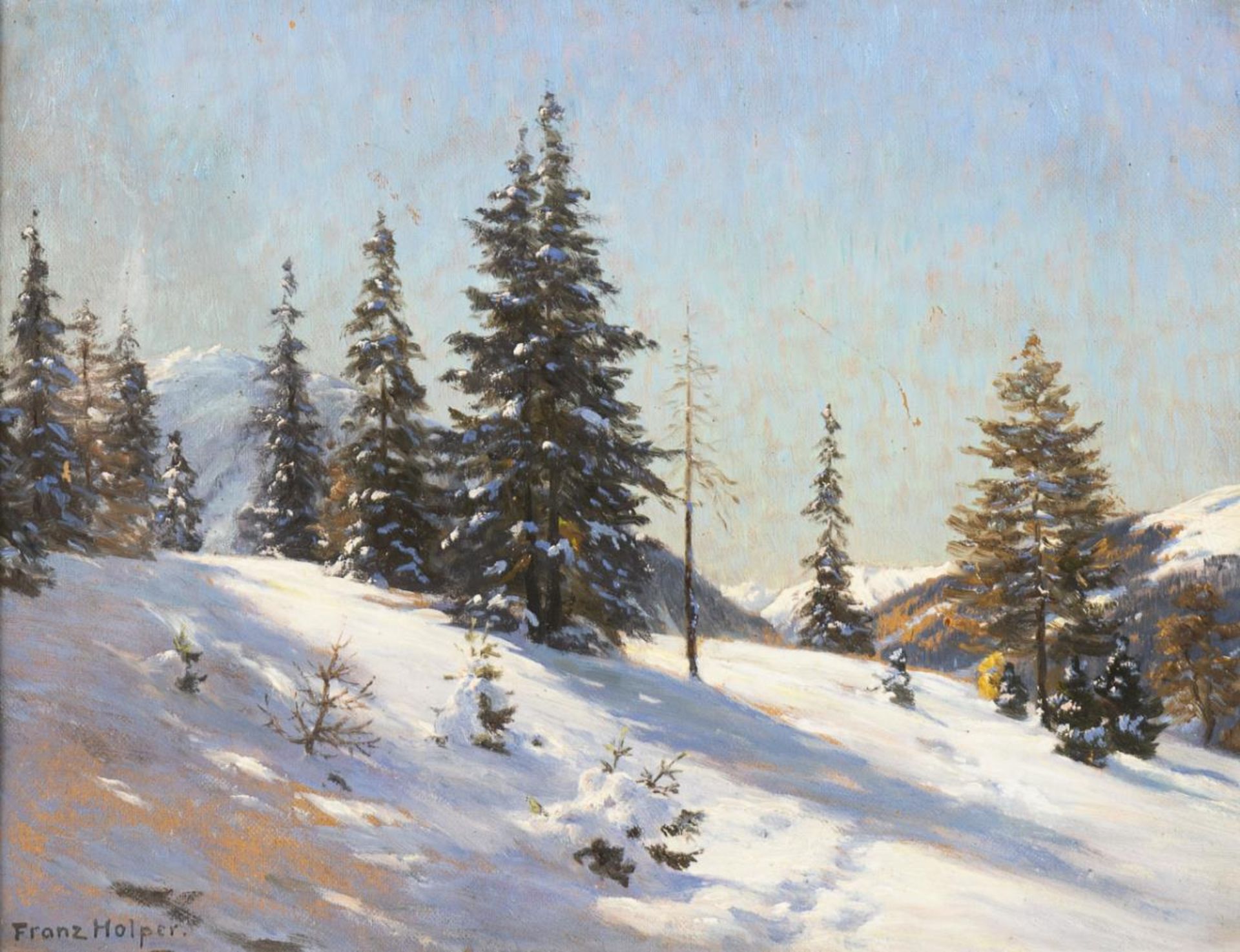 HOLPER, Franz (1862 Meiningen - 1935 Großkarolinenfeld). "Wintertag in Davos".