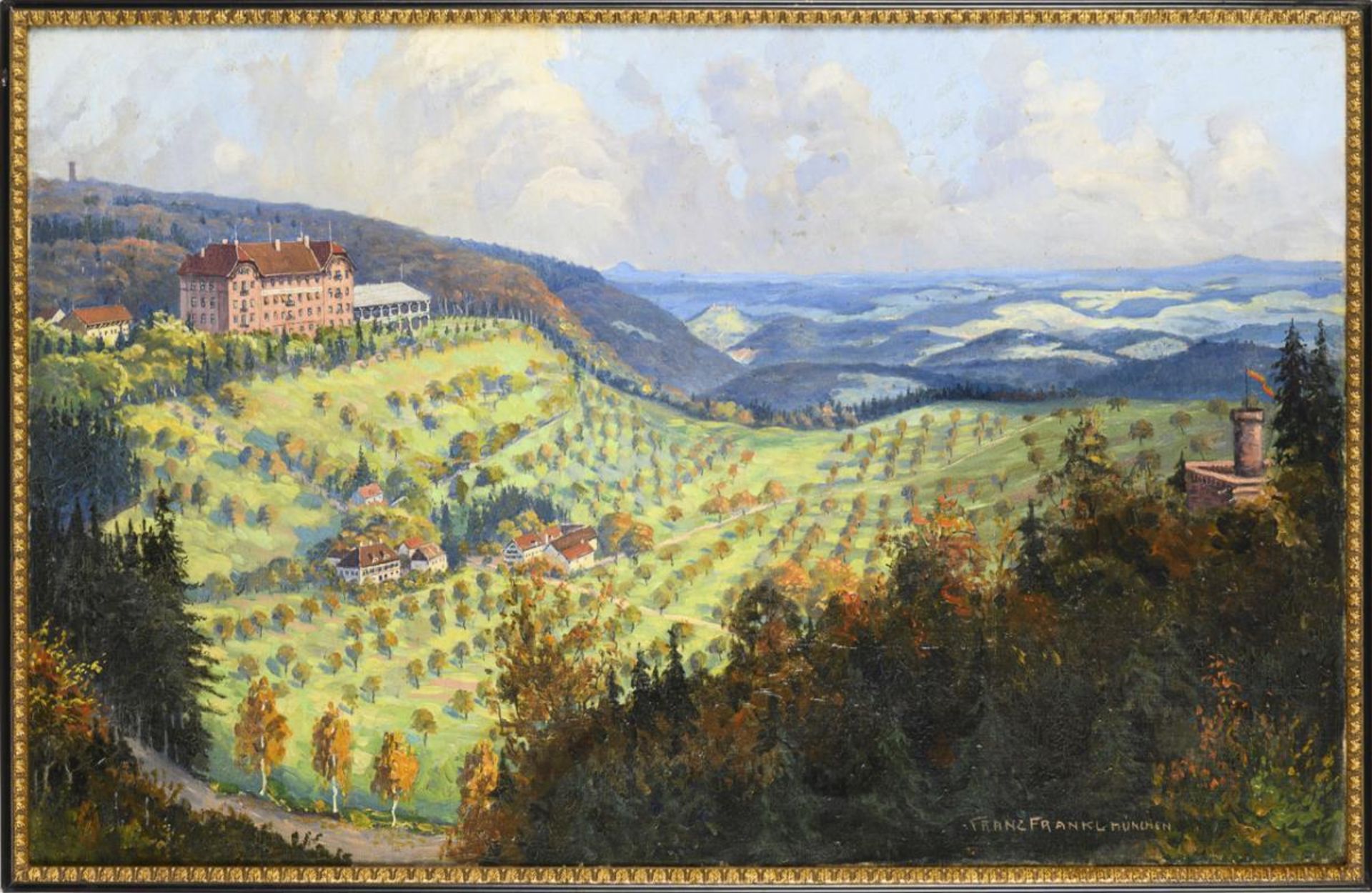 FRANKL, Franz (1881 Kelheim - 1940 München). Ansicht Erzgebirge mit Hotel.