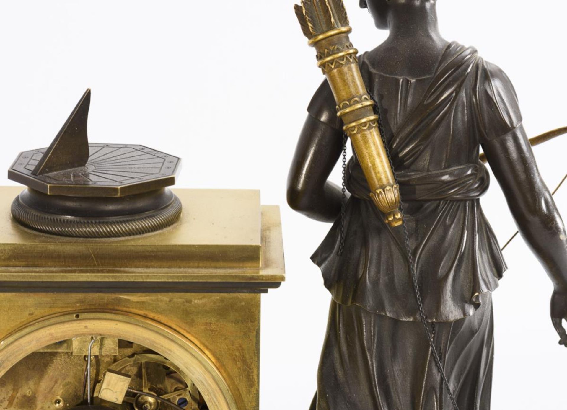 Klassizistische Bronze-Pendule mit Diana bei der Jagd. - Image 6 of 6