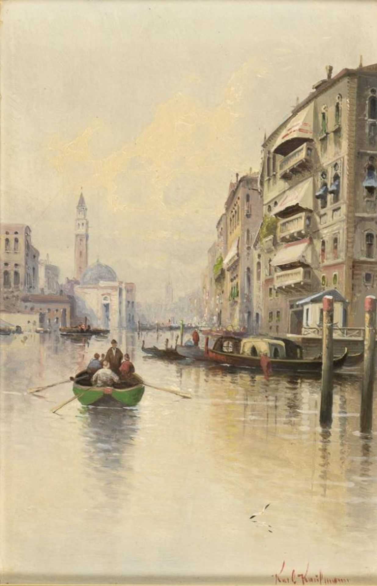 KAUFMANN, Karl (1843 Neuplachowitz - 1905 Wien). Kanal in Venedig mit Booten.