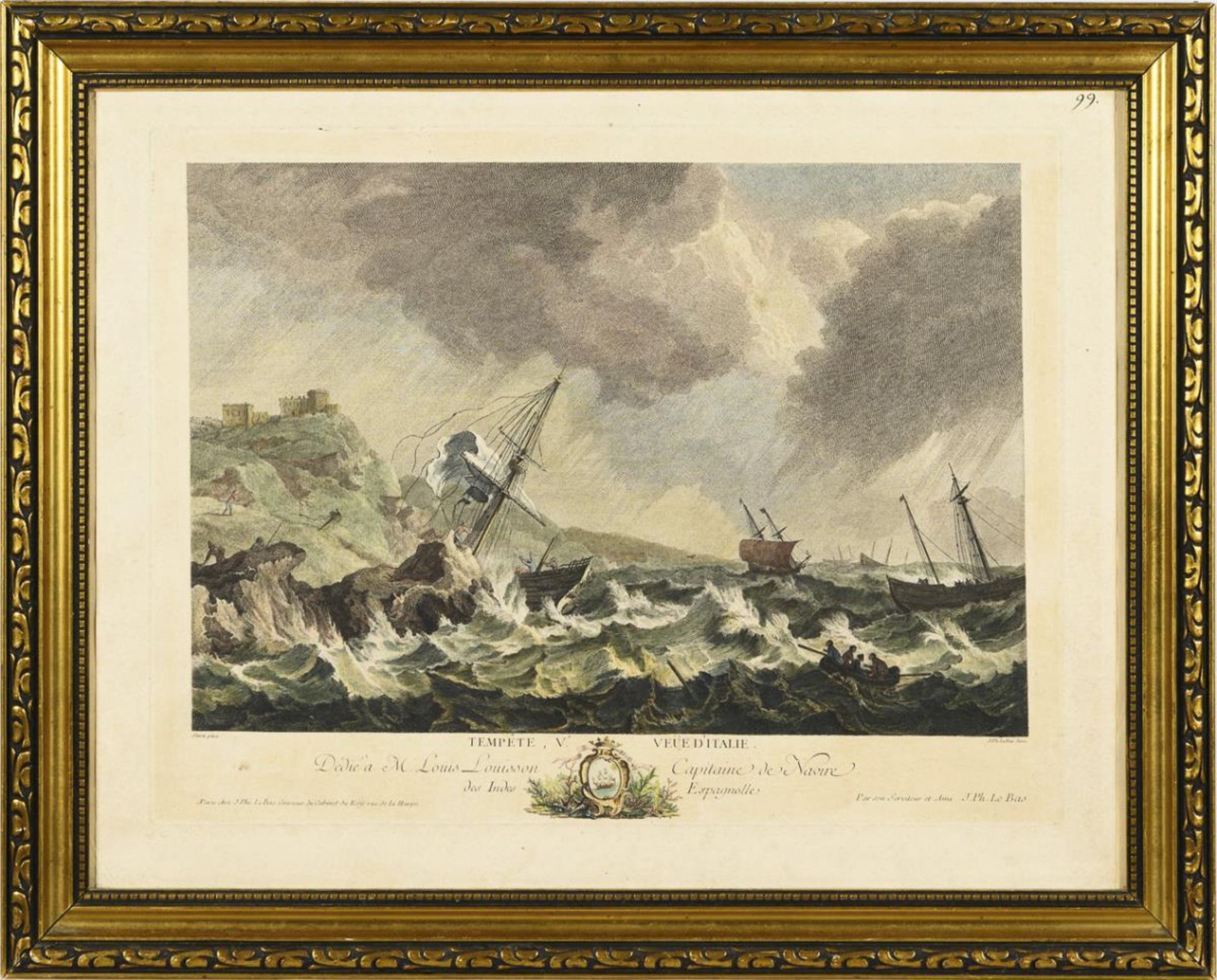 LE BAS, Jacques-Philippe (1707 - 1783 Paris). Schiffe im Sturm. - Image 2 of 2