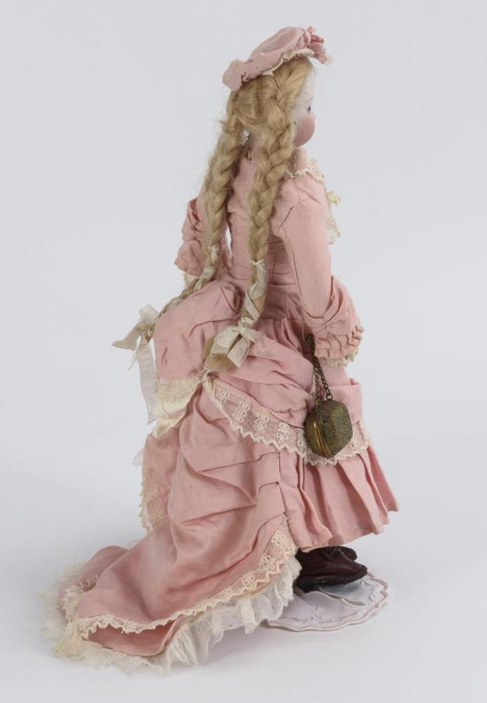 Zierliches Brustkopfmädchen mit rosa Kleid. Modepuppe French Type. - Image 4 of 6