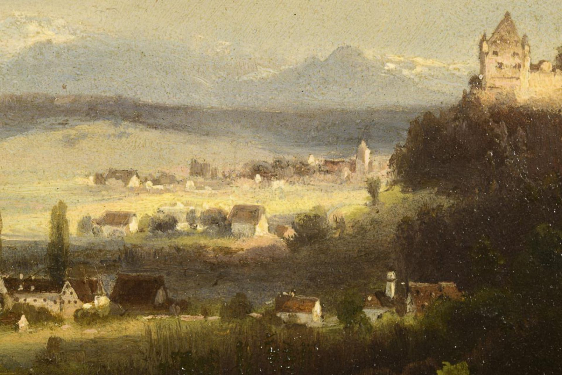 FELDHÜTTER, Ferdinand (1842 München - 1898 ebd.). Blick auf Mindelheim mit Mindelburg. - Image 2 of 6