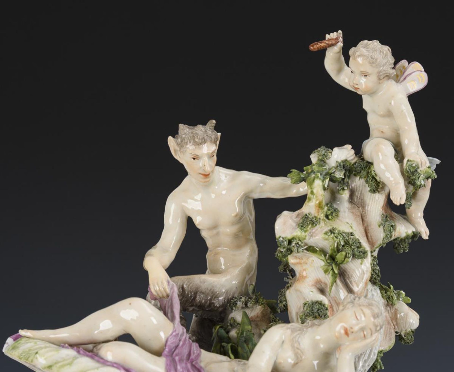 Seltene Barock-Figurengruppe: Jupiter (Satyr) und Antiope mit Eros. - Bild 5 aus 7