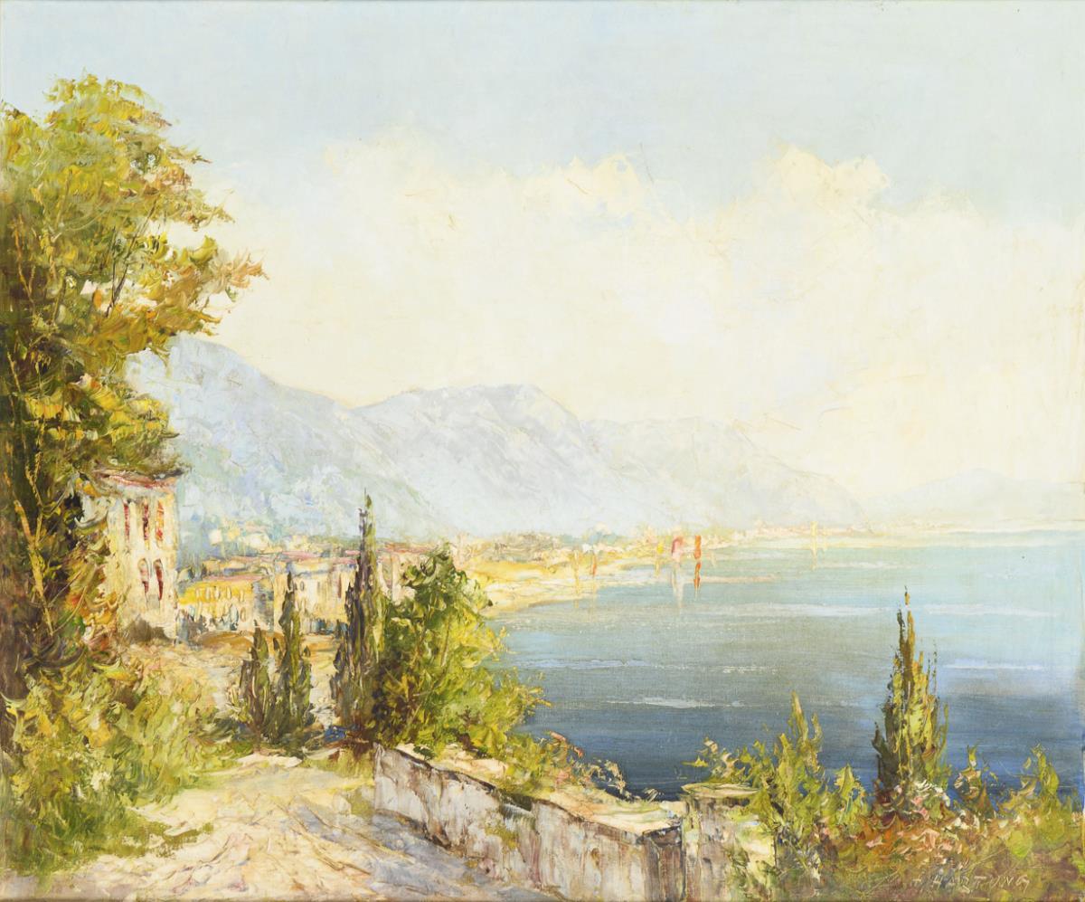 HARTUNG, Heinrich (1888 Düsseldorf - 1966 Koblenz). Sonnige Ansicht Gardasee Italien.| s. Nachtrag