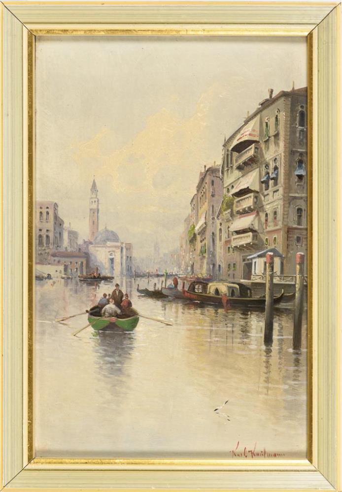 KAUFMANN, Karl (1843 Neuplachowitz - 1905 Wien). Kanal in Venedig mit Booten. - Image 2 of 3