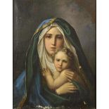 Qualitätvolles Bildnis Maria mit Kind.