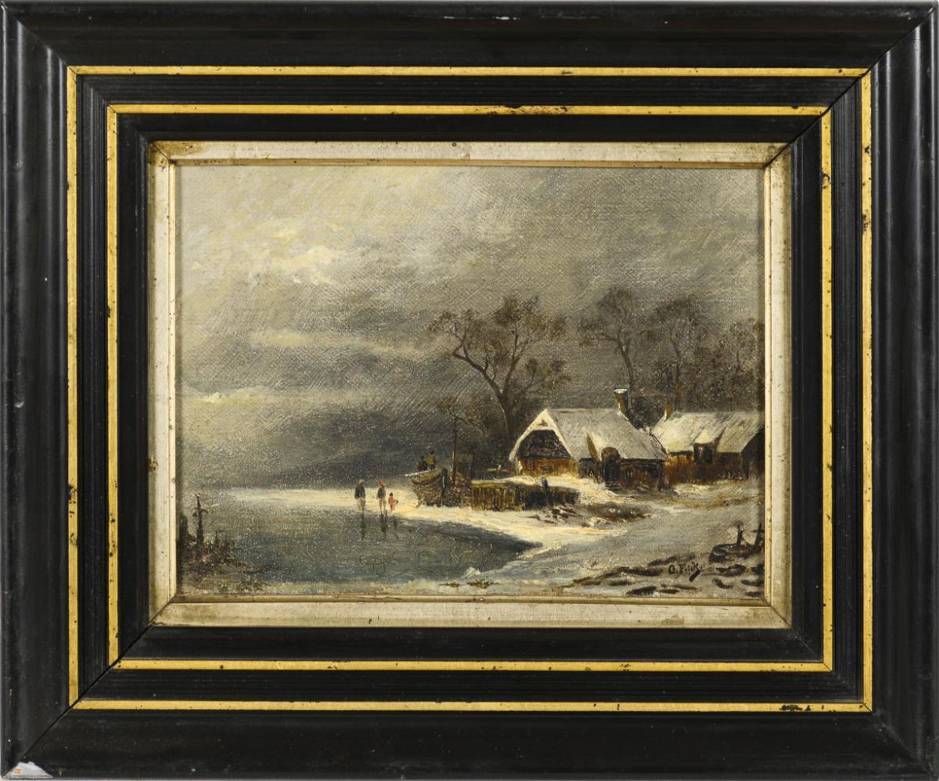 FRICK, Otto. Kleine Winterlandschaft mit Staffage. - Image 2 of 3