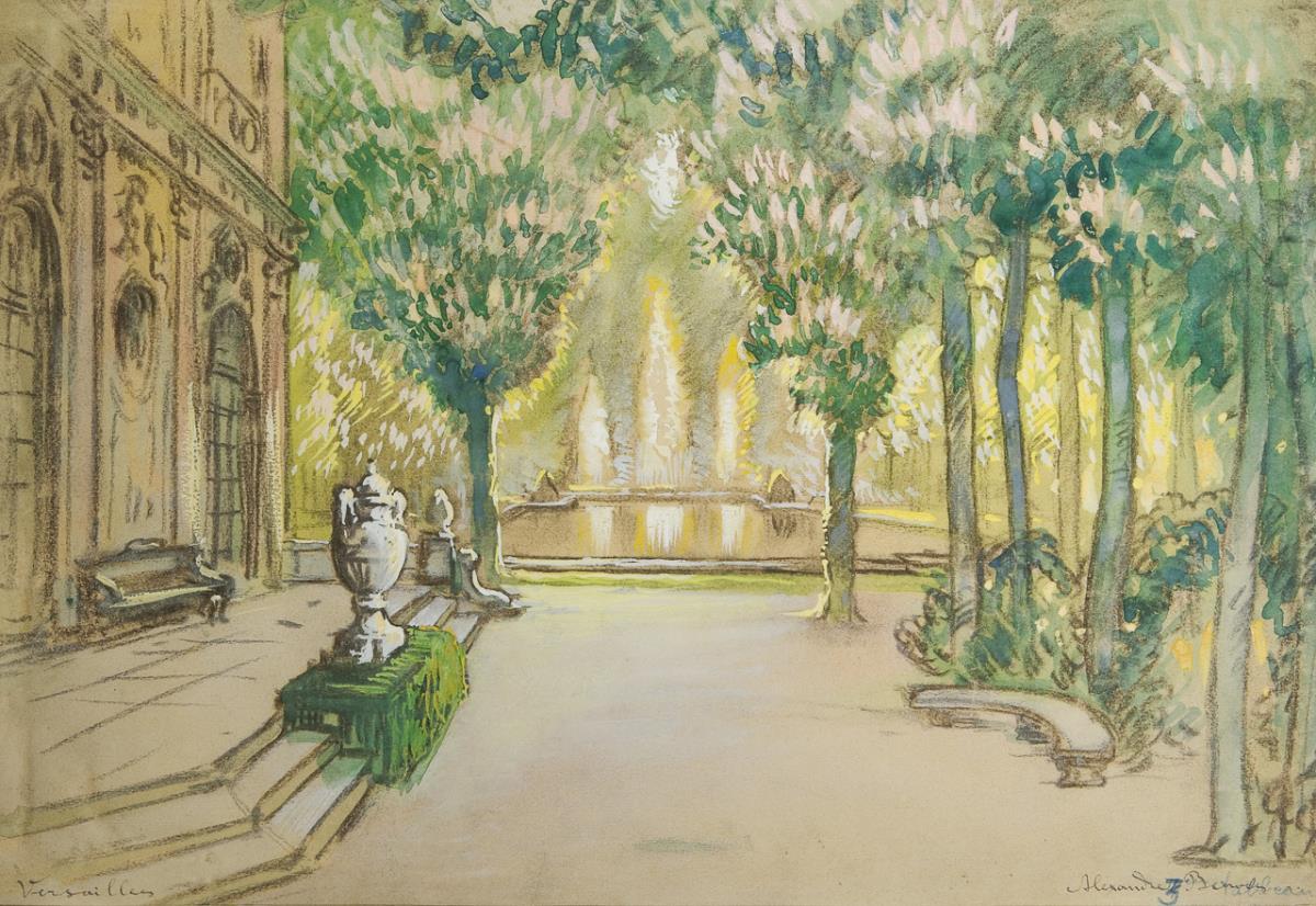 BENOIS, Alexandre zugeschrieben (1870 Sankt Petersburg - 1960 Paris). Im Schlosspark von Versailles.