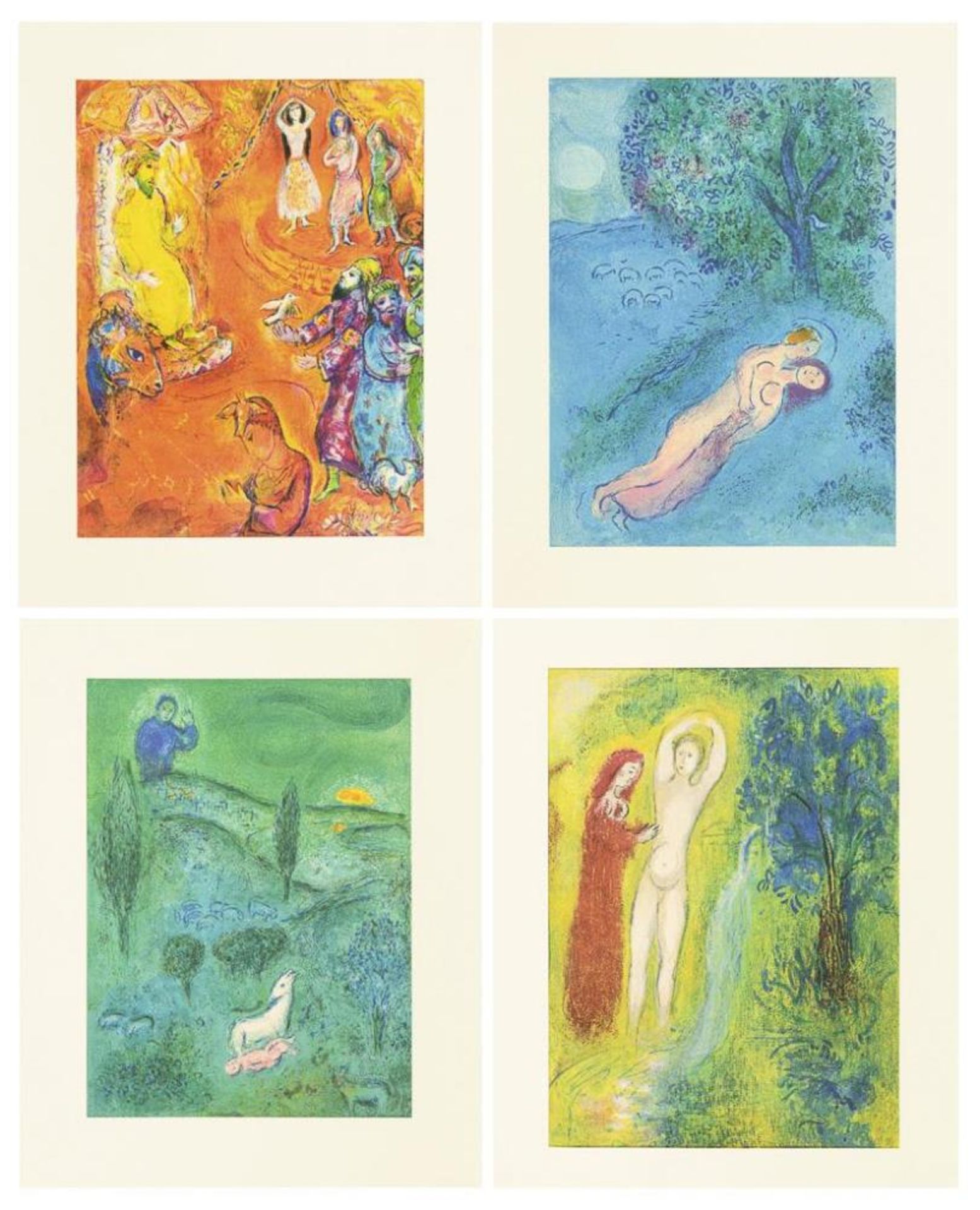 HAGALL, Marc (nach) (1887 Ljosna - 1985 Saint-Paul-de-Vence). 3 Illustrationen aus "Daphnis und Chlo