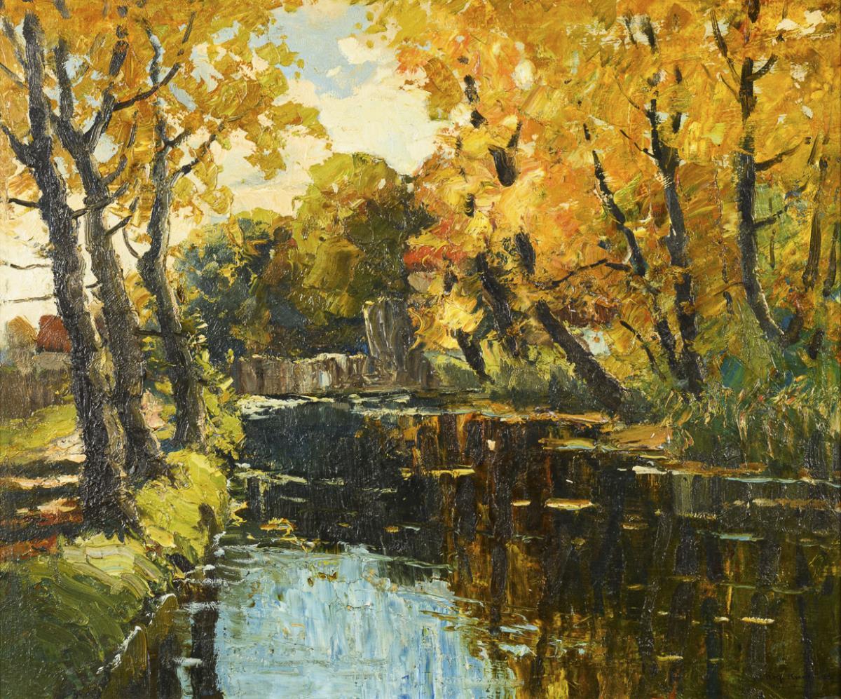 KNOBLOCH, Josef Rolf (1891 Kamnitz - 1964 München). Impressionistische Flusslandschaft.