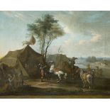 BLOEMEN, Pieter van zugeschrieben (1657 Antwerpen - 1720 Antwerpen). Reges Treiben im Zeltlager.