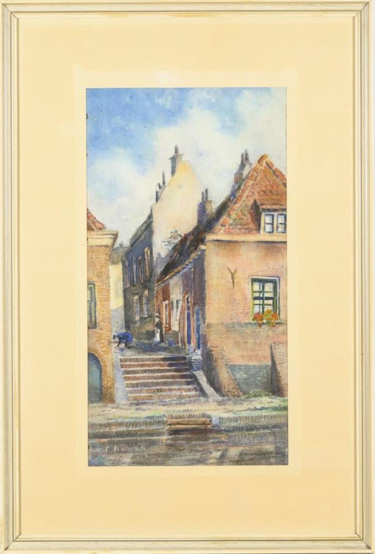 WANING, Martin van (1889 Den Haag - 1972 Dokkum). Häusergasse am Wasser. - Image 2 of 3