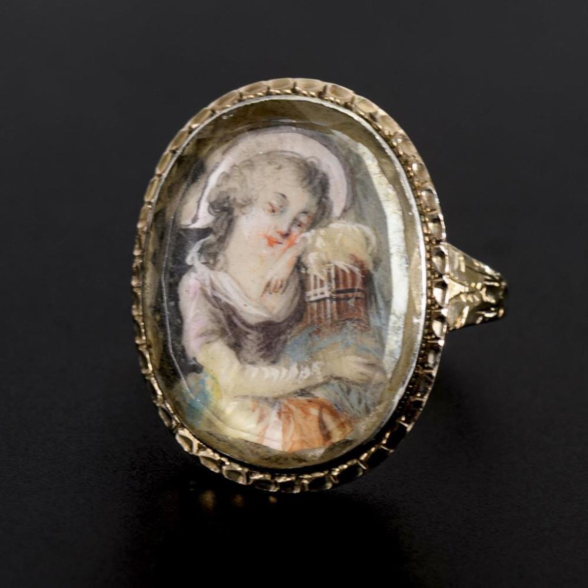Antiker Ring mit Miniatur um 1780. - Bild 2 aus 3