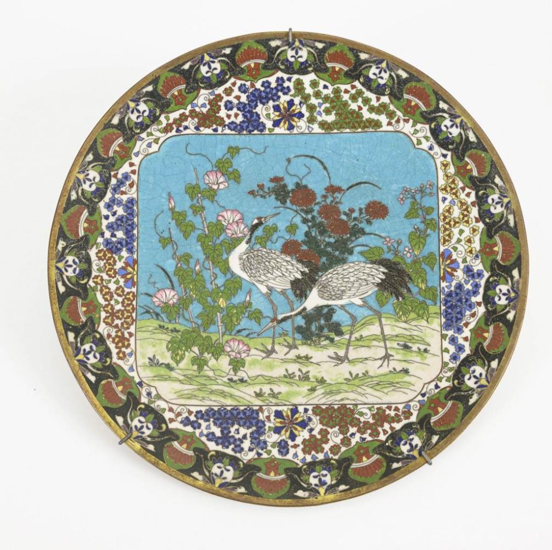 2 fein emaillierte Cloisonné-Teller. - Image 2 of 4