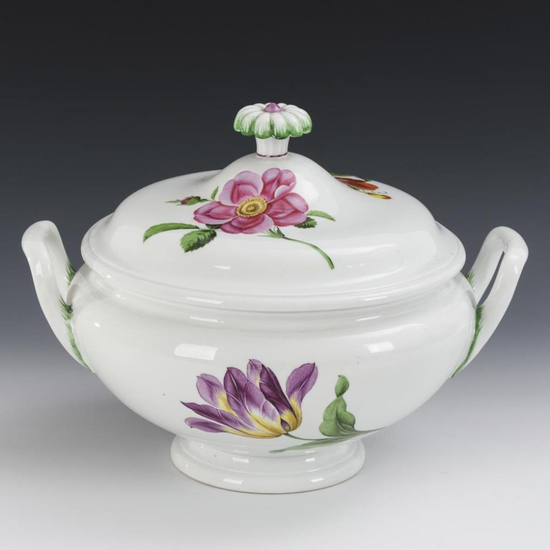 Biedermeier-Terrine mit Blumenmalerei. Meissen. - Image 2 of 3