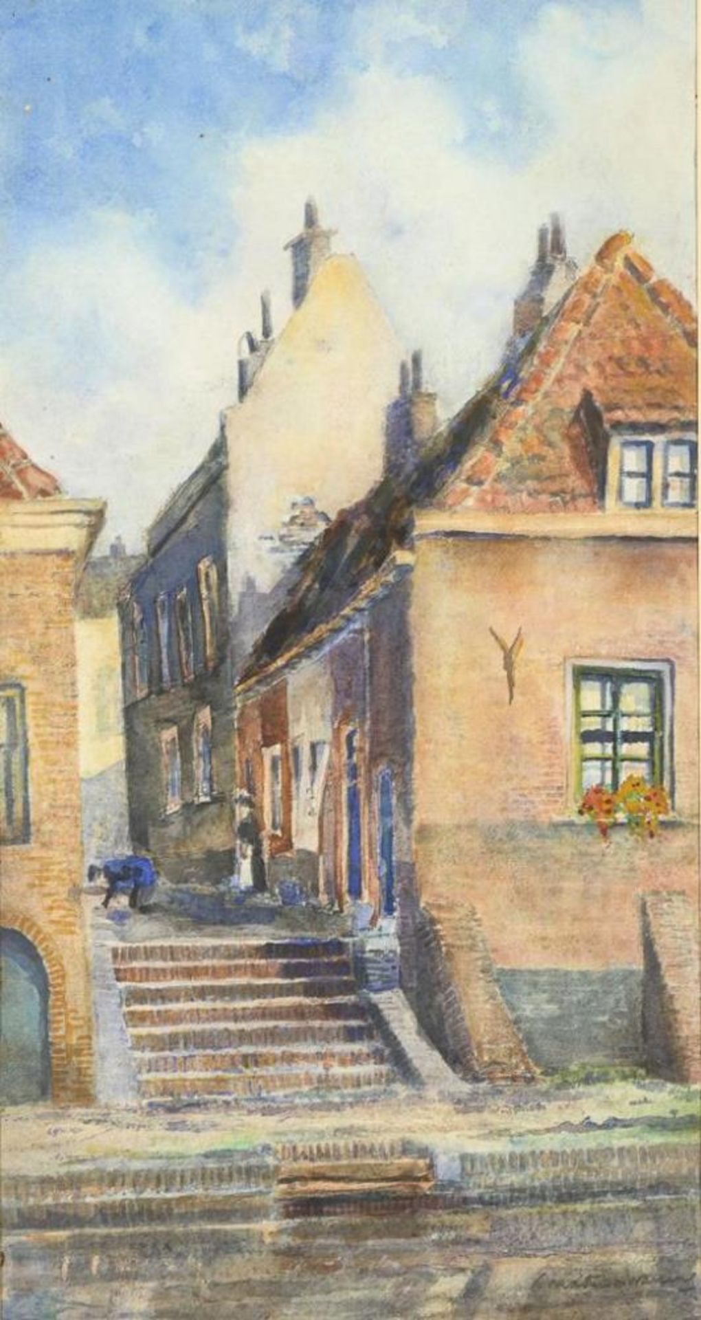 WANING, Martin van (1889 Den Haag - 1972 Dokkum). Häusergasse am Wasser.