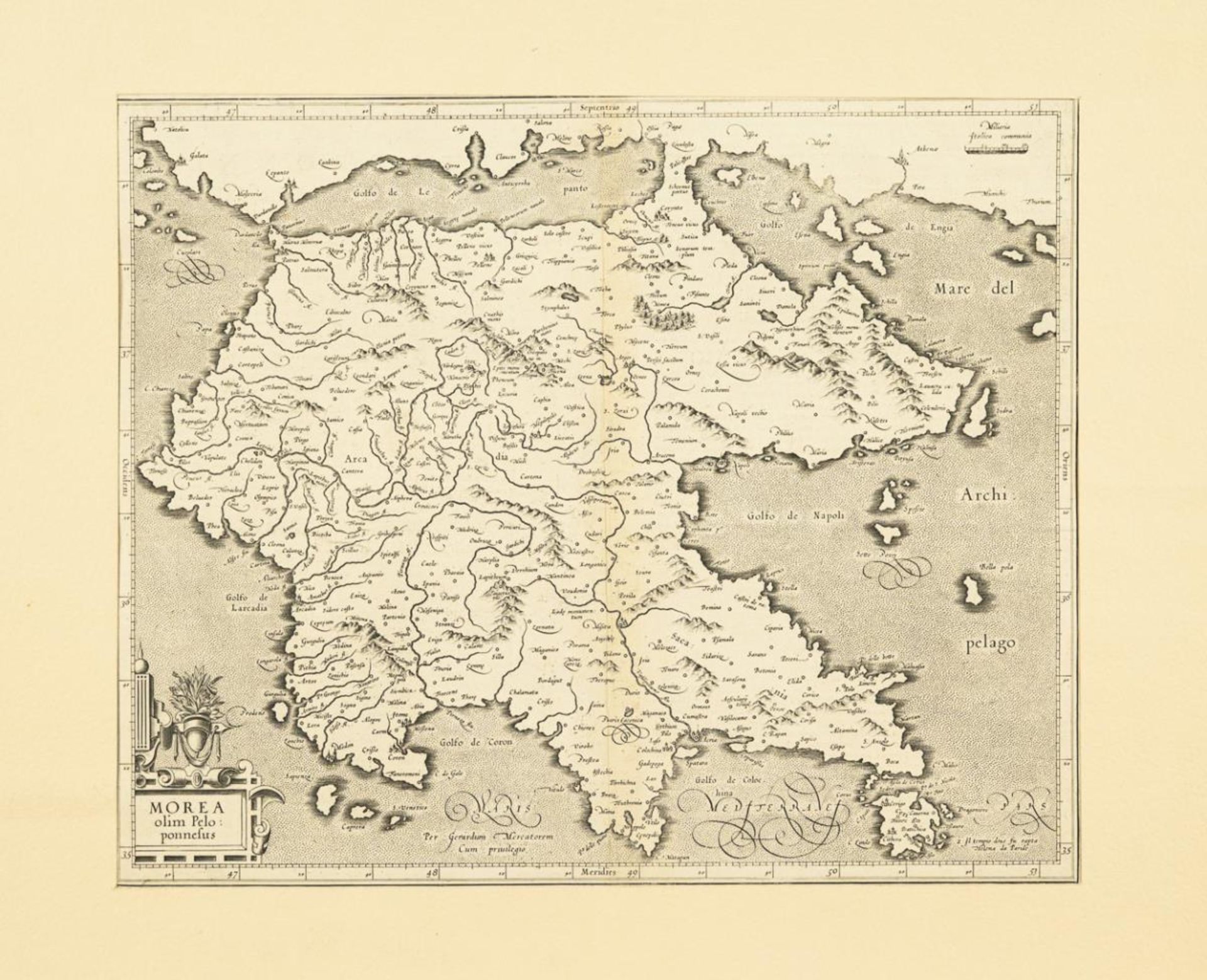 MERCATOR, Gerhard (1512 Rupelmonde - 1594 Duisburg). 2 Landkarten: Griechenland | Peloponnes. - Bild 3 aus 3