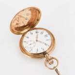 Goldene Savonette mit goldener Uhrenkette in Original-Etui "Louis Eschholz Hannover".