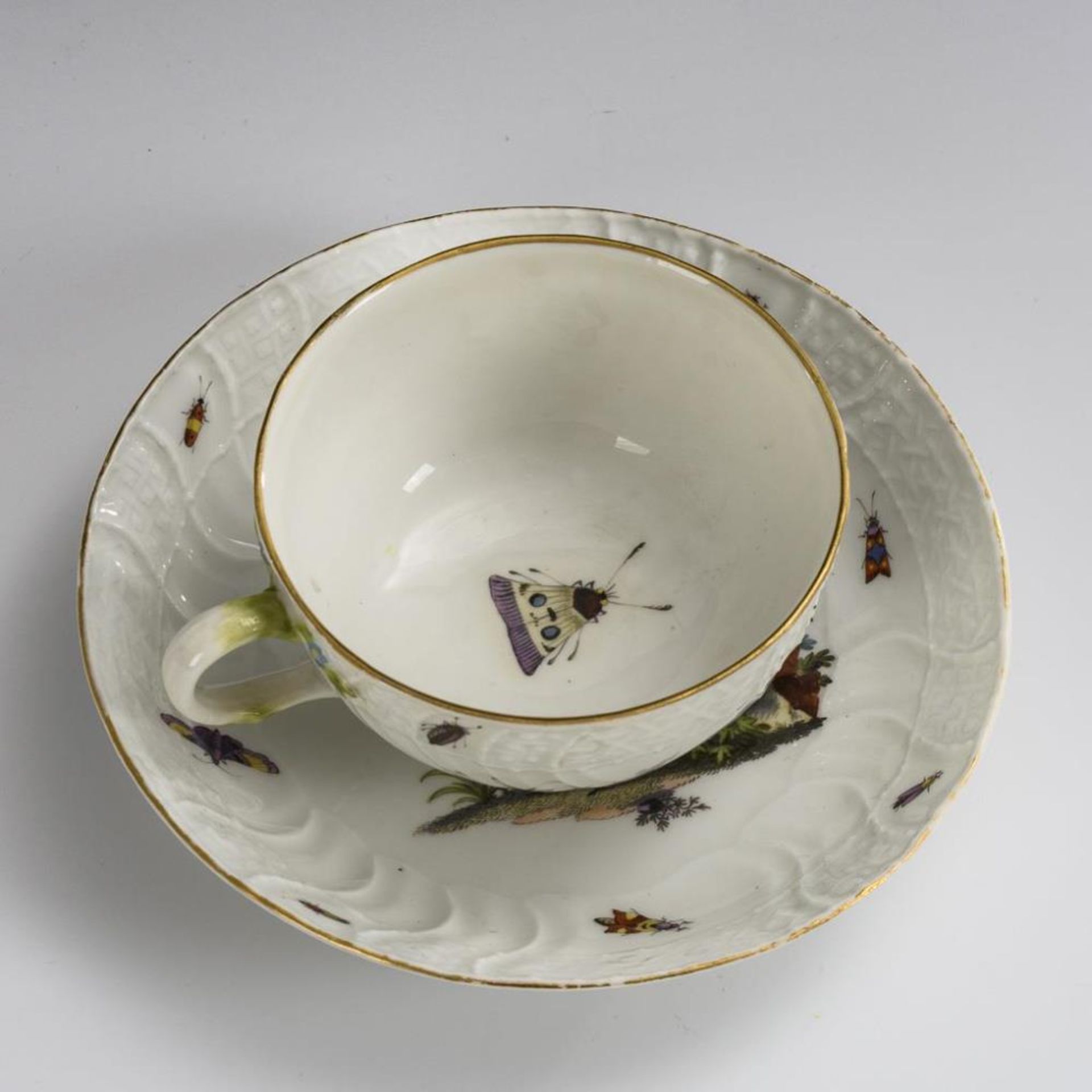 Tasse mit Vogelmalerei.  Meissen. - Bild 3 aus 4