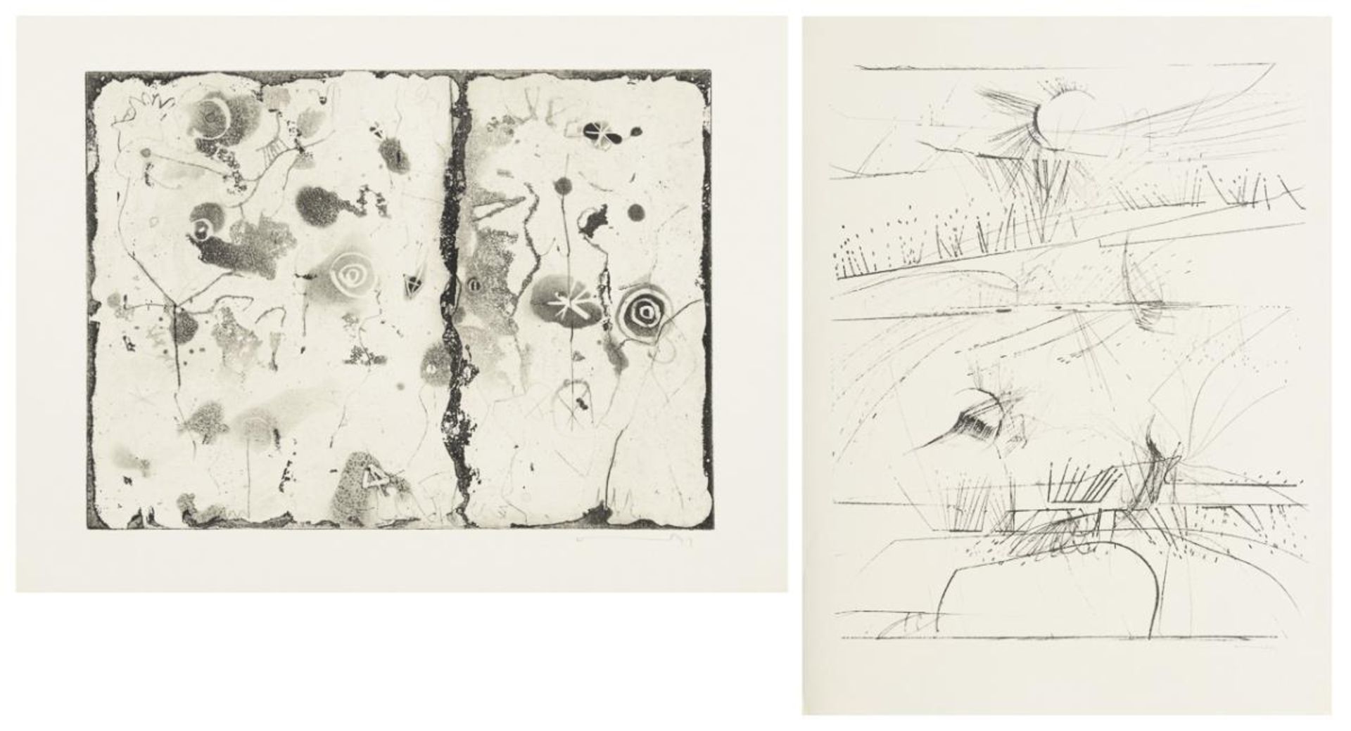 SANDIG, Armin (1929 Hof/Saale - 2015 Hamburg). 2 abstrakte Kompositionen.