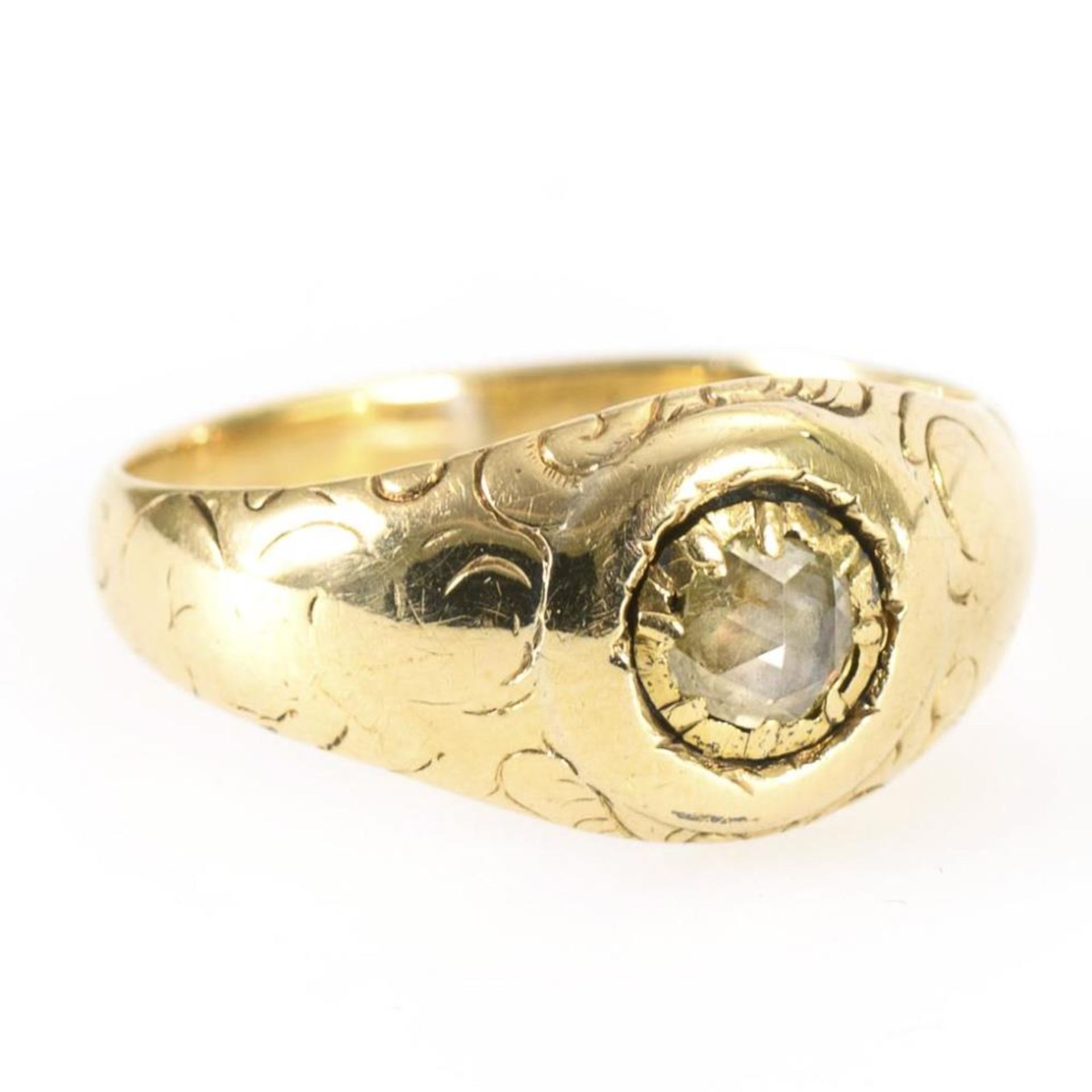 Biedermeier-Ring mit Altschliff-Diamant. - Bild 2 aus 2