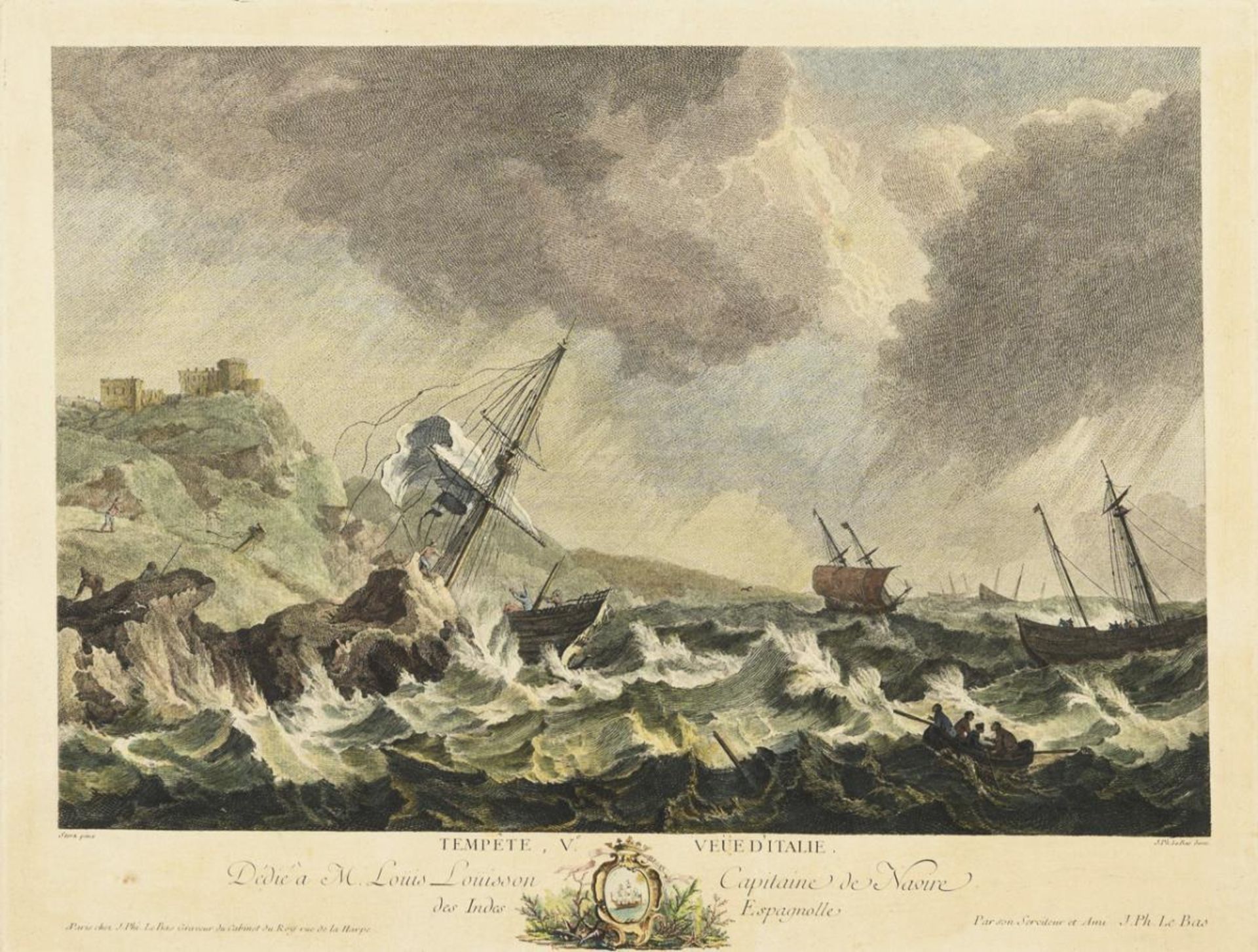 LE BAS, Jacques-Philippe (1707 - 1783 Paris). Schiffe im Sturm.