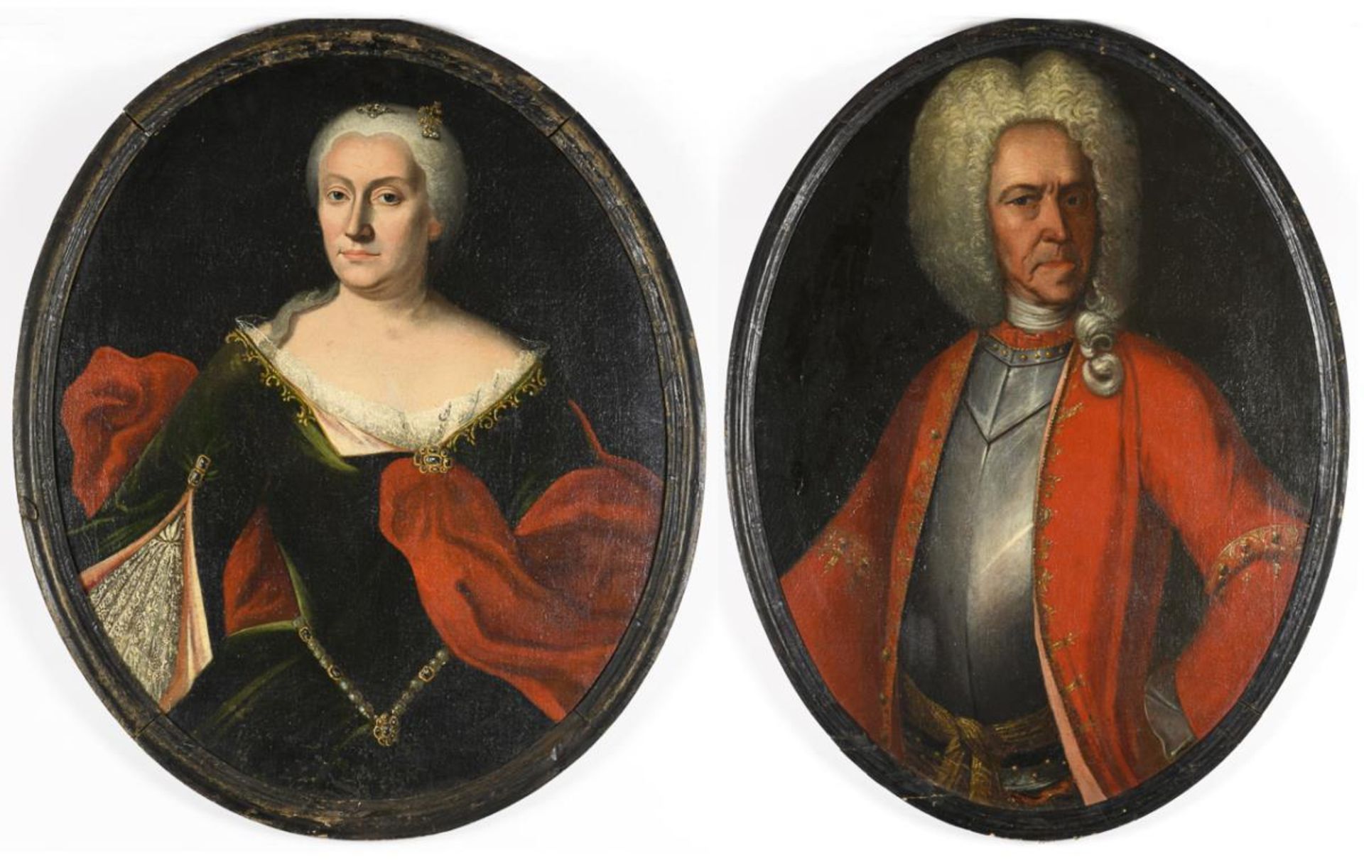 Paar ovale Barock-Porträts.