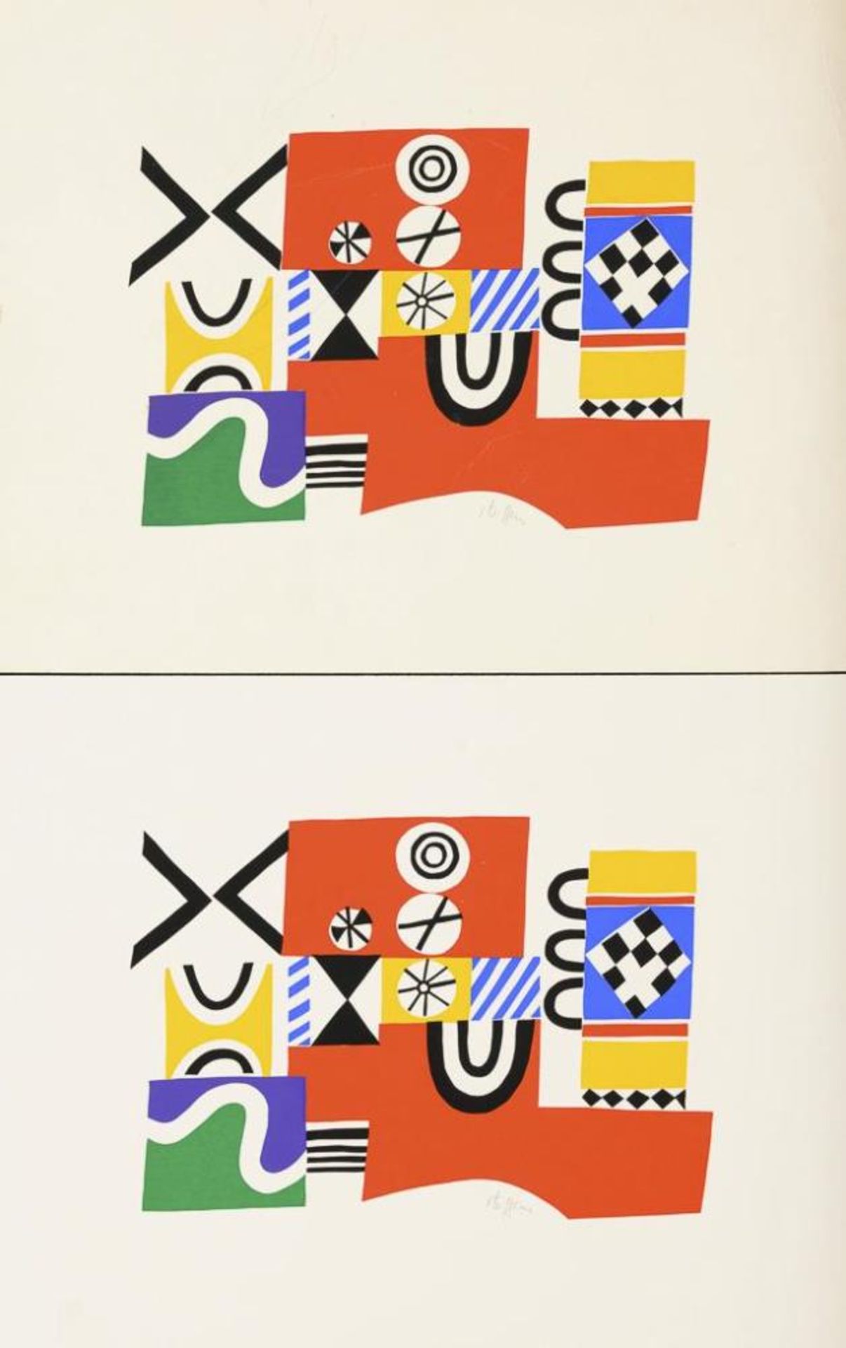 STEFFENS, Hans Hermann (1911 Hamburg - 2004 Gordes). 2 Exemplare einer abstrakten Komposition.