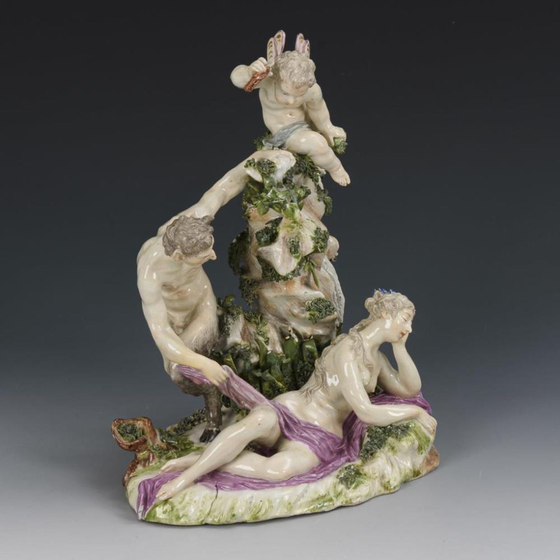 Seltene Barock-Figurengruppe: Jupiter (Satyr) und Antiope mit Eros. - Image 4 of 7
