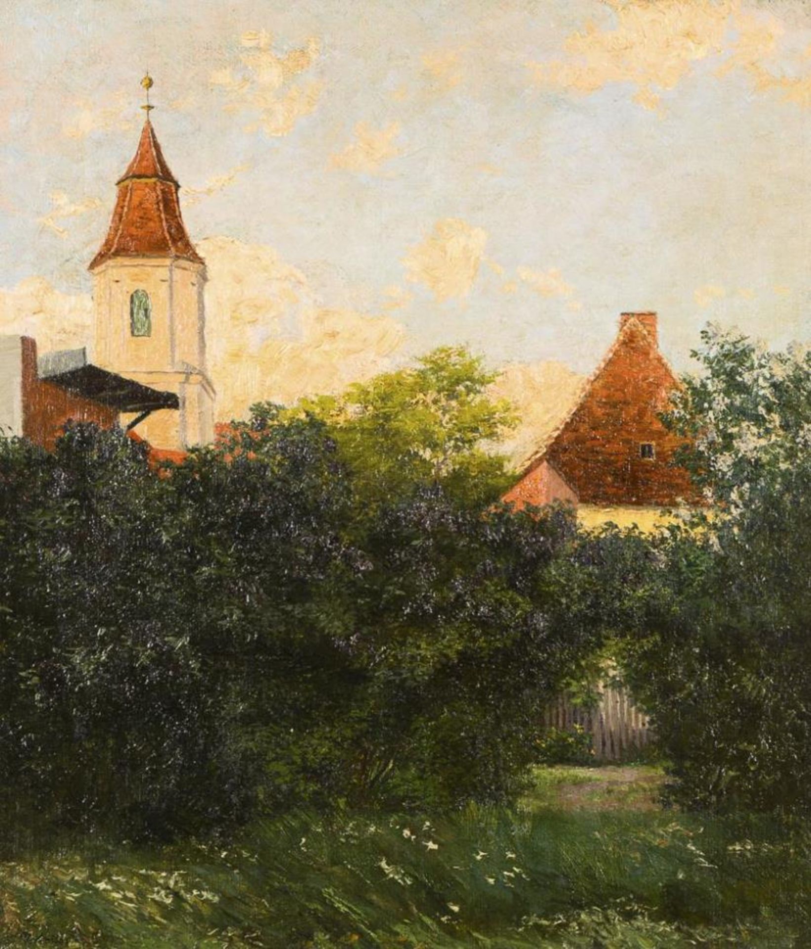 WEIMANN, Paul (1867 Breslau - 1945 Hirschberg/ Schlesien). Sommerliche Dorflandschaft.