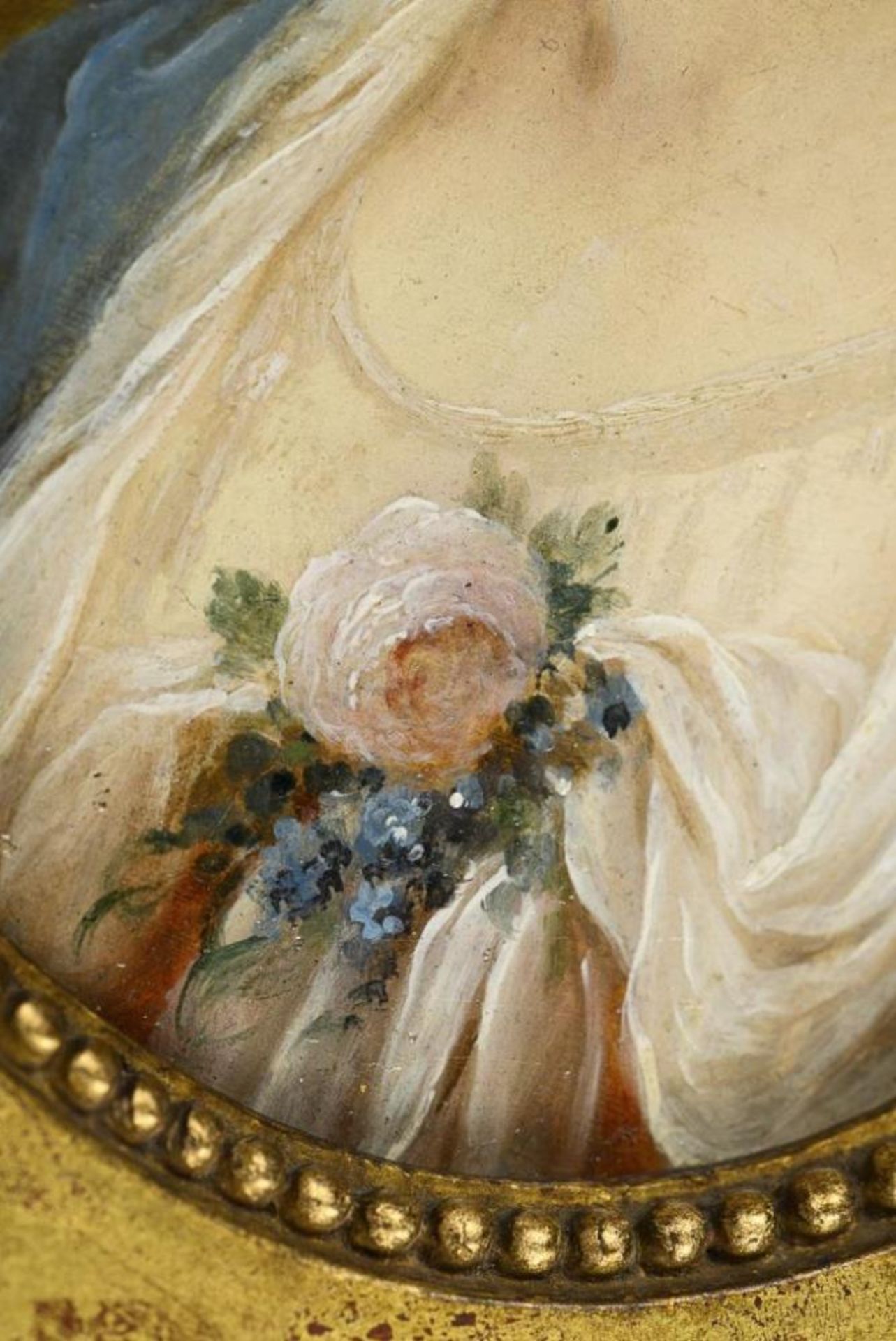 COTIBERT, Francois zugeschrieben. Ovales Damenportrait mit Blumen . - Bild 3 aus 4