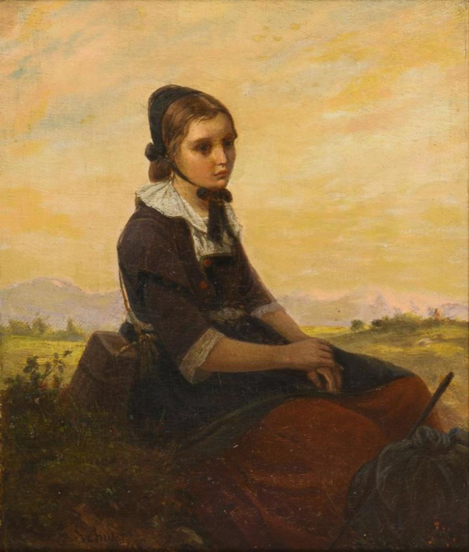 SCHWER, Johann Georg (1827 Nürnberg - 1877 Düsseldorf). Willingshäuser Mädchen.