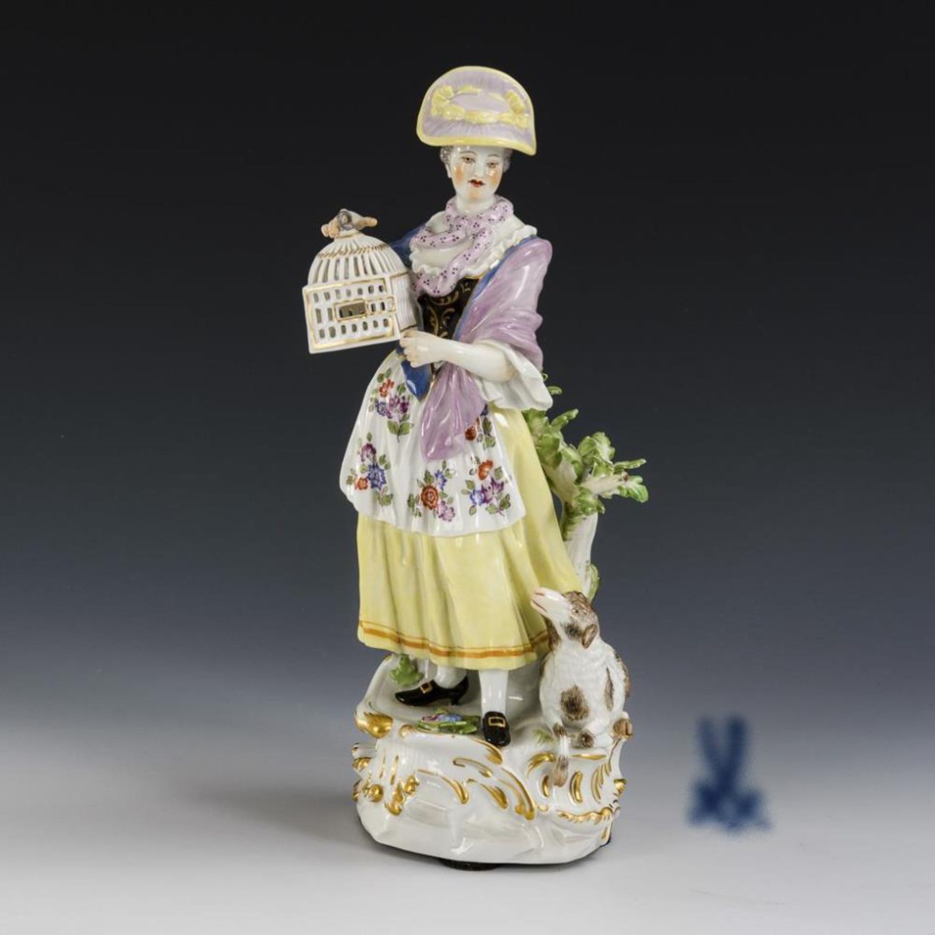 Schäferin mit Vogelbauer.  Meissen.