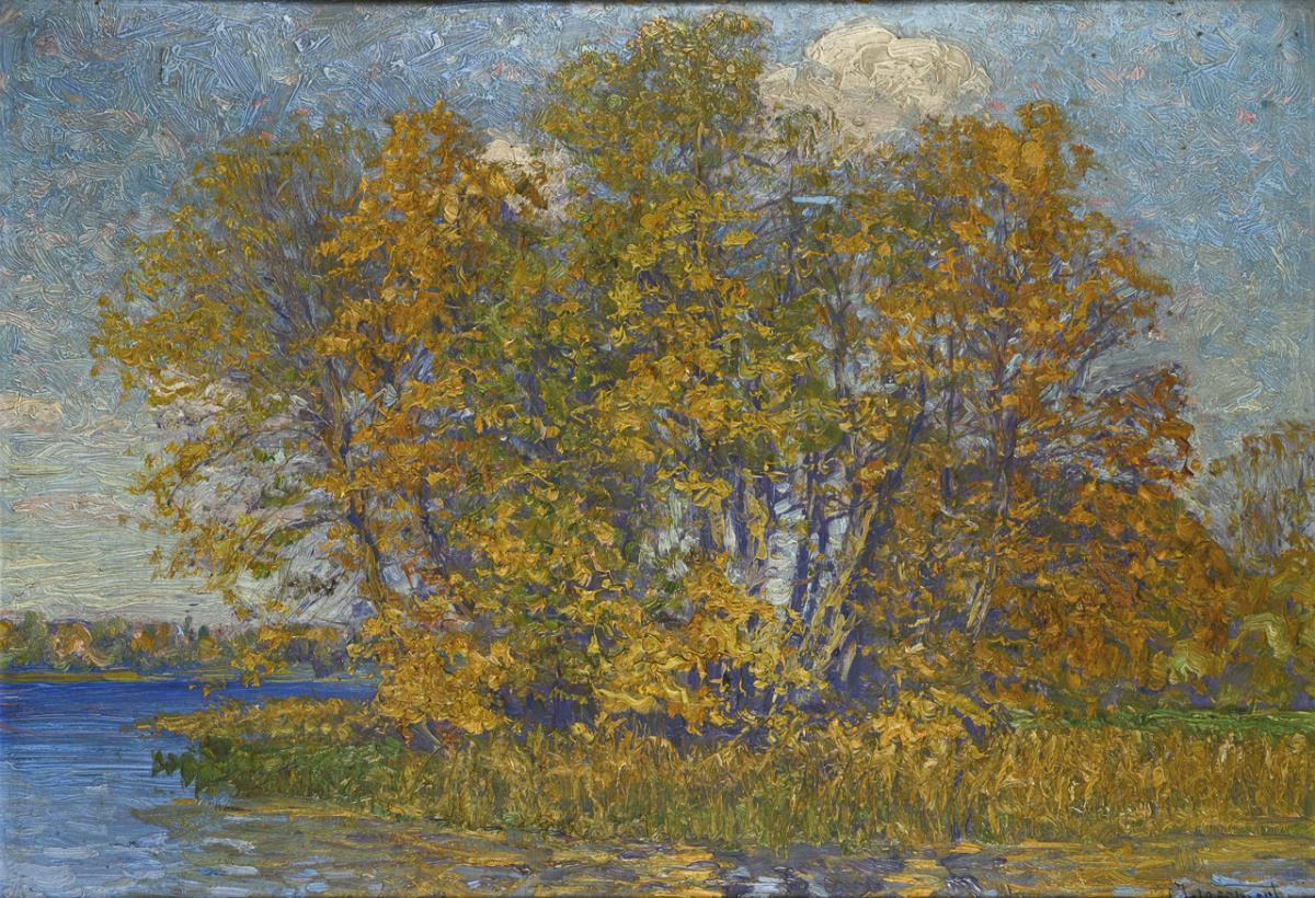 HESSMERT, Carl (1869 Fürstenberg - 1928 Berlin). "Herbstsonne im Park in Rheinsberg".