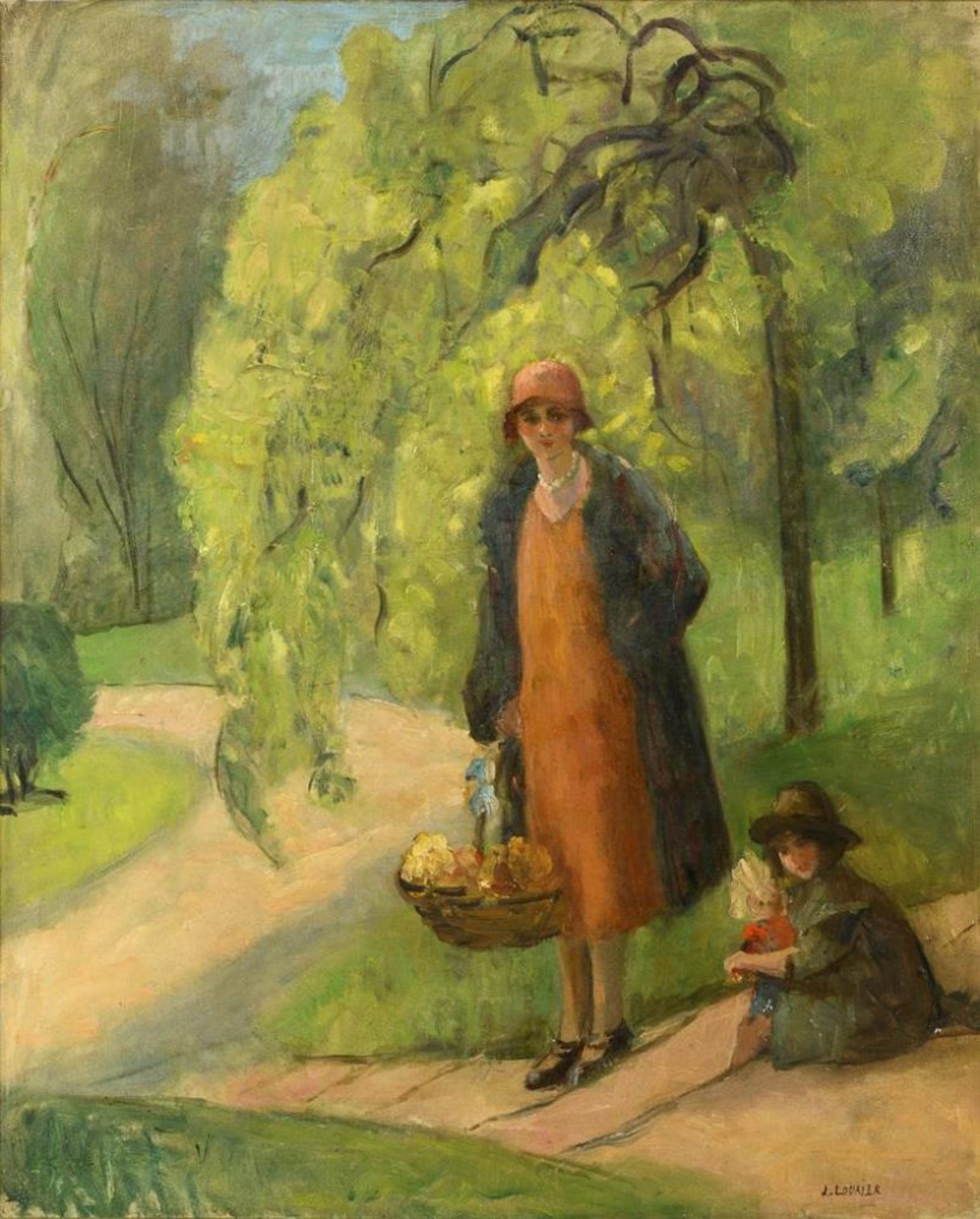 LOURIER DREYFUS, Jeanne (1872 Nancy - 1955). Mutter und Kind im Park.