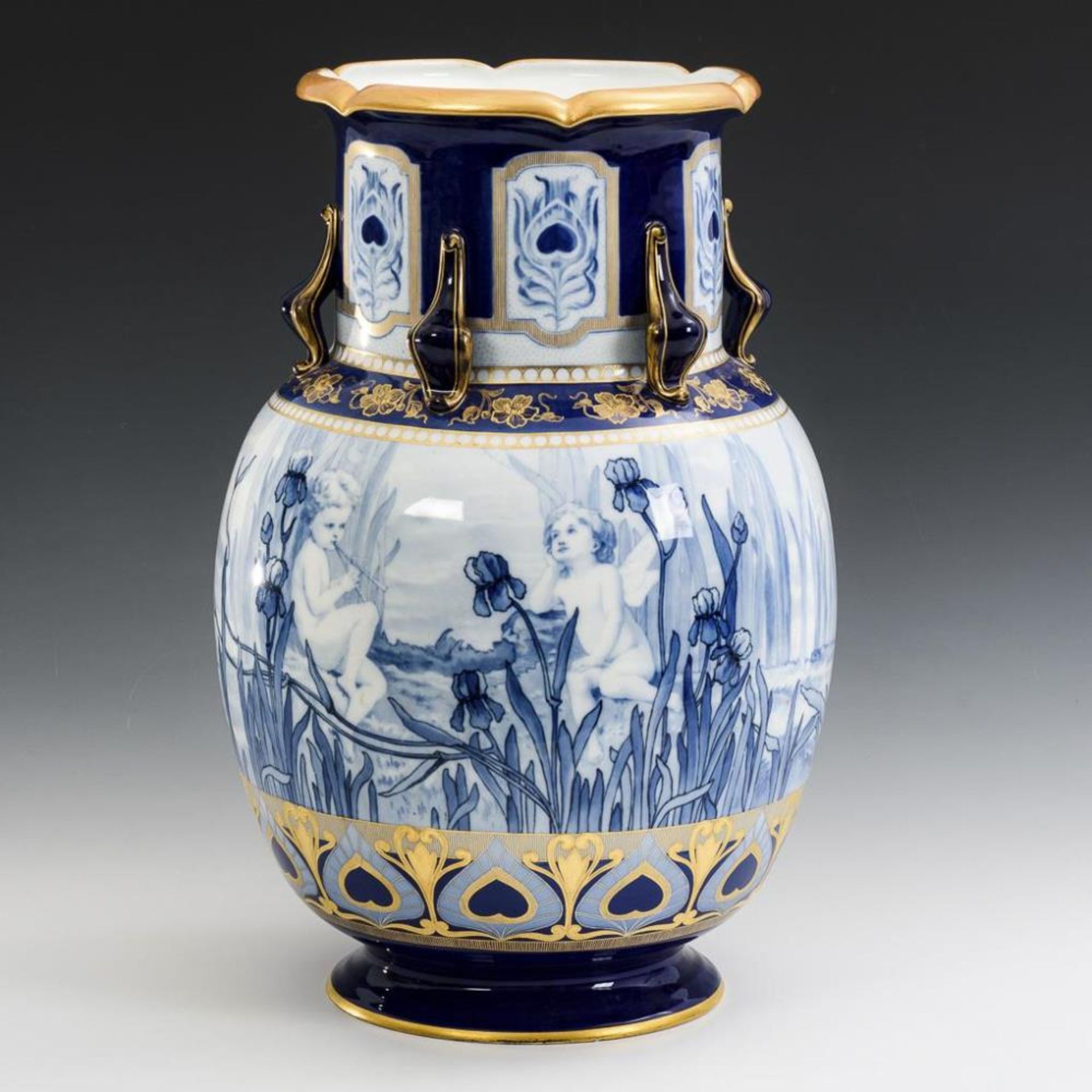 Seltene Jugendstil-Vase mit Blaumalerei. Pirkenhammer. - Image 3 of 8
