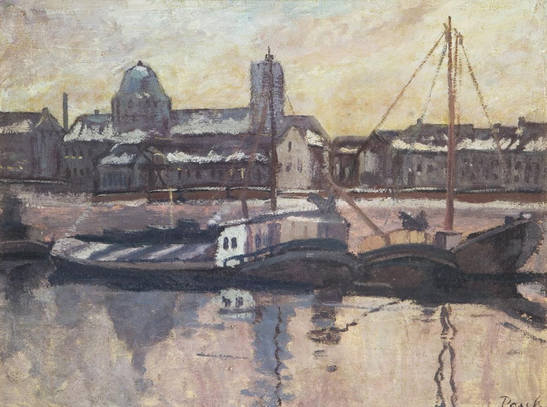 PASEK, Jan (1891 Liben - 1960 Prag). Der Hafen von Neuss.