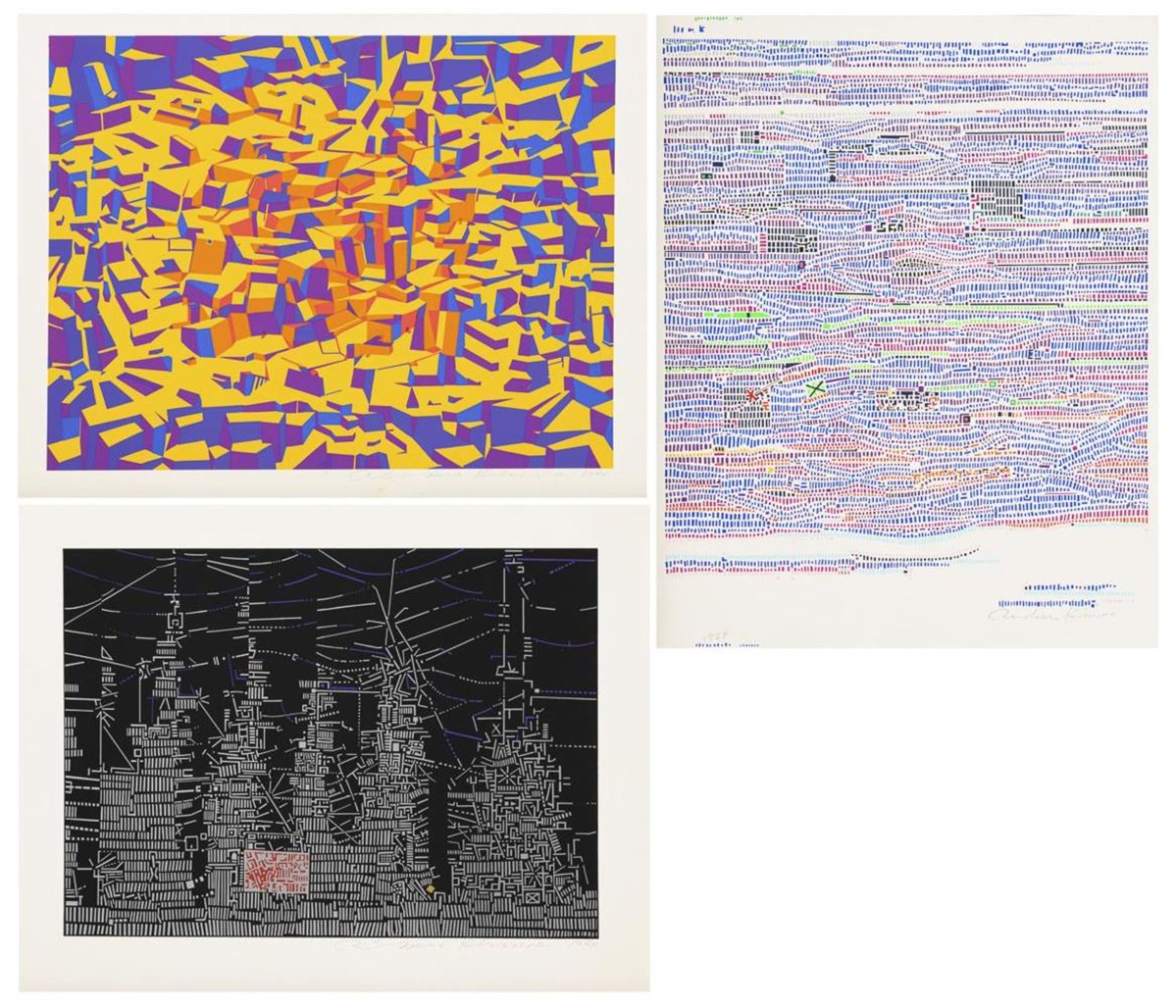 KIMURA, Risabura (1924 Yokosuka - 2014 New York City). 3 Werke aus der Serie "City".