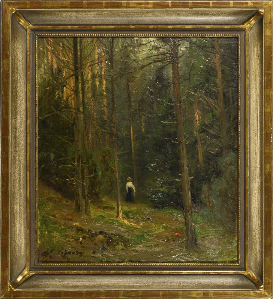 SCHWINGE, Friedrich (1852 Hamburg - 1913 ebd.). "Im Wald". - Image 2 of 3