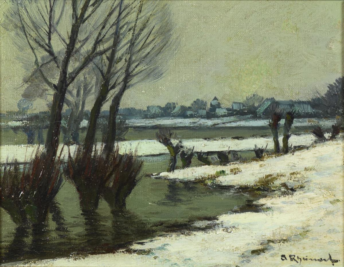 RHEINERT, Adolf (1879 Düsseldorf - 1958 ebd.). Flusslandschaft im Winter.