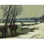 RHEINERT, Adolf (1879 Düsseldorf - 1958 ebd.). Flusslandschaft im Winter.