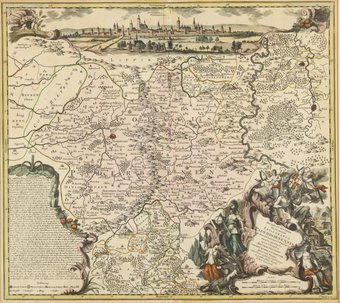 LOTTER, Tobias Conrad (1717 - 1777 Augsburg). Karte des Hochstifts Paderborn.