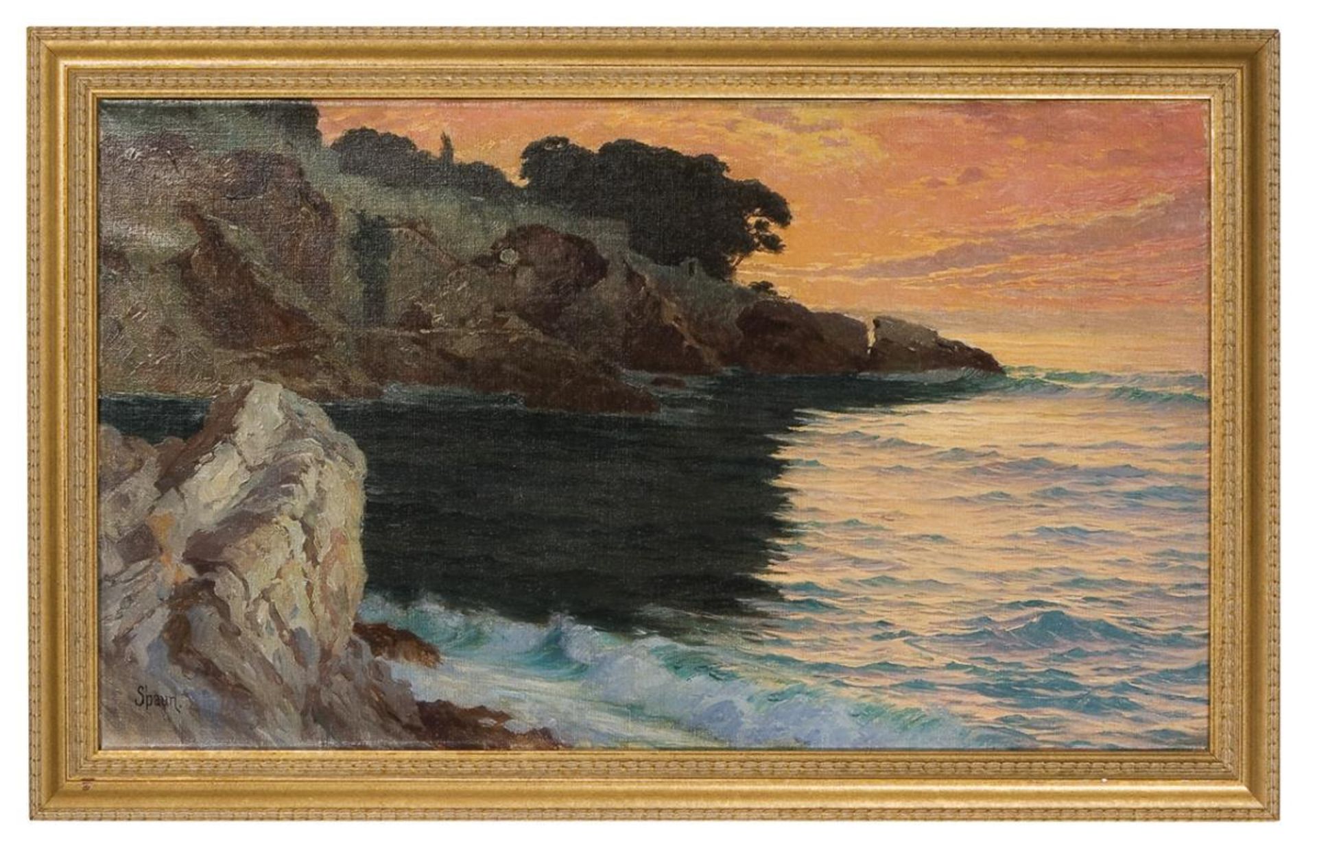 SPAUN, Paul von (1876 Schreibbs - 1932 Innsbruck). Capri-Seestück im Sonnenuntergang. - Image 2 of 4