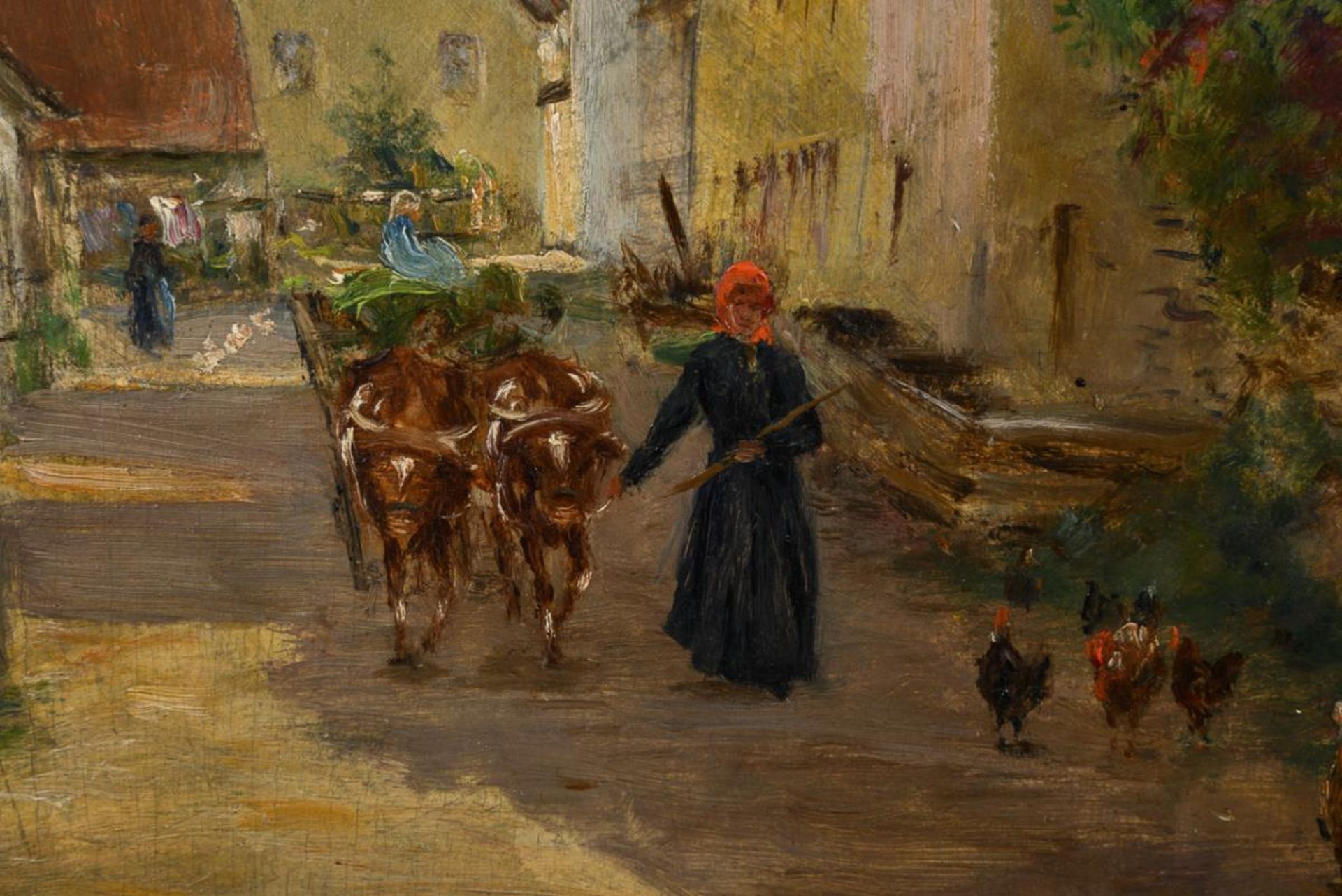 LIPPS, Richard (1857 Berlin - 1926 Starnberg). Belebte Kleinstadtstraße. - Image 2 of 4