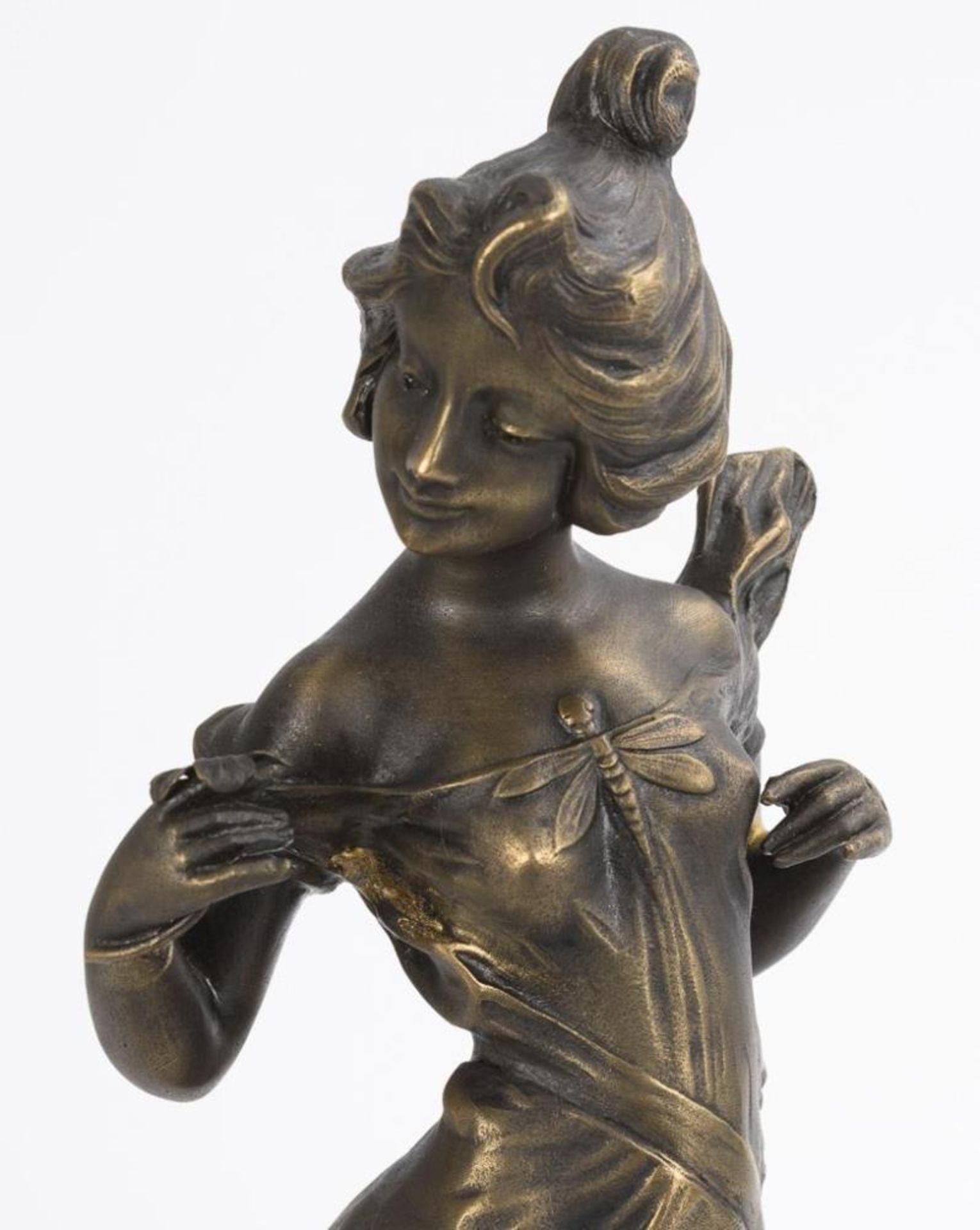 Große Pendule mit Jugendstil-Frauenfigur "Coquette". - Bild 3 aus 5