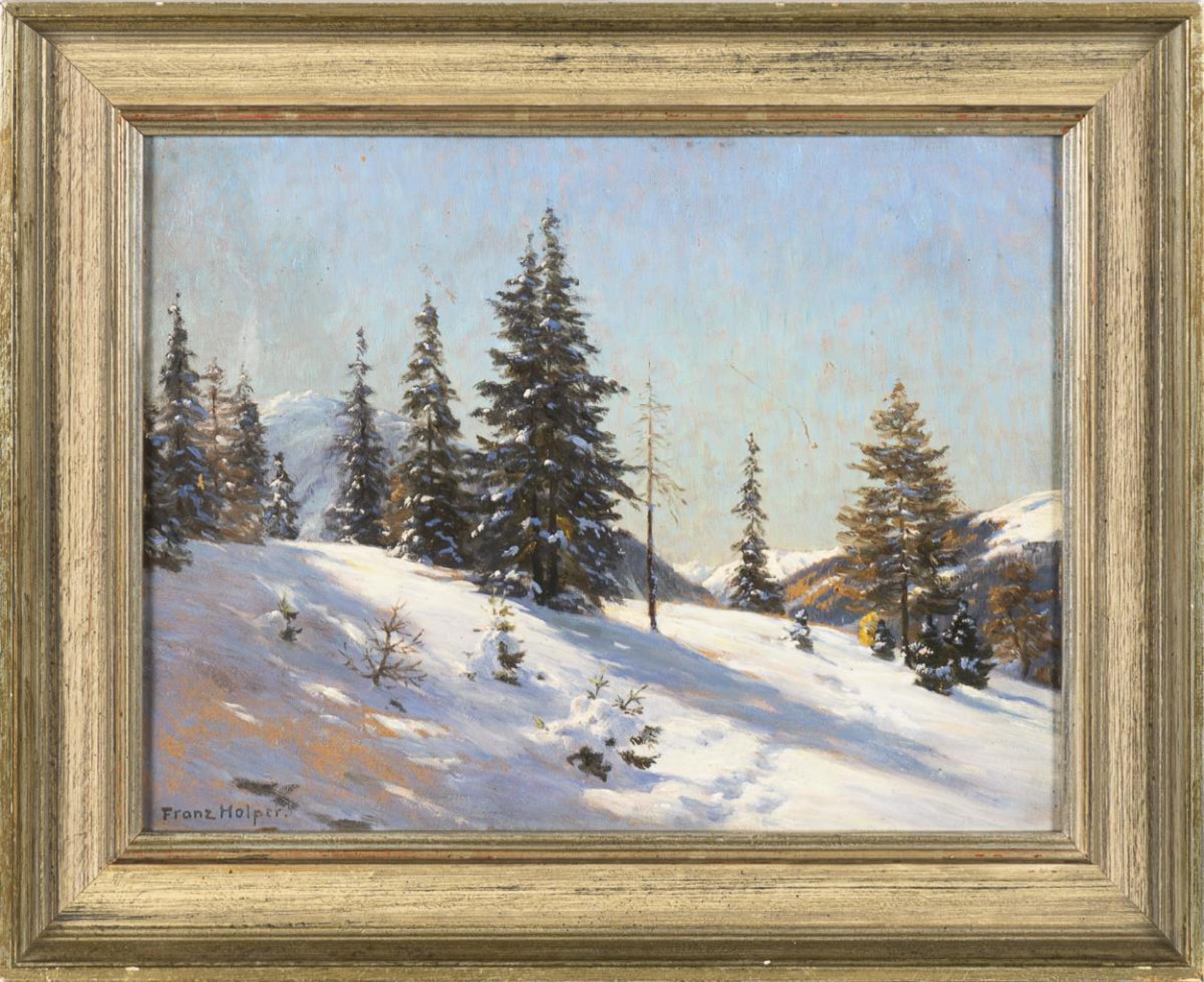 HOLPER, Franz (1862 Meiningen - 1935 Großkarolinenfeld). "Wintertag in Davos". - Image 3 of 4