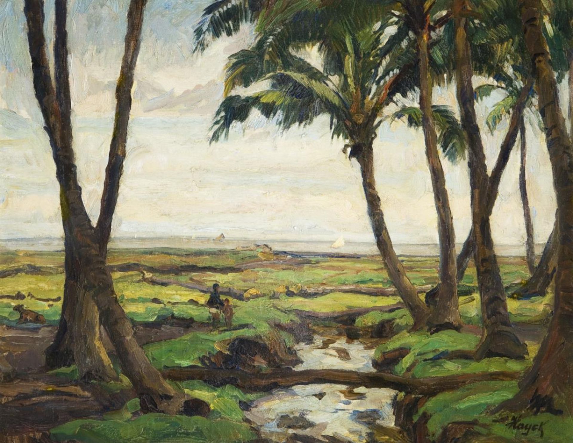 HAYEK, Hans von (1869 Wien - 1940 München). Landschaft auf Java-Indonesien.